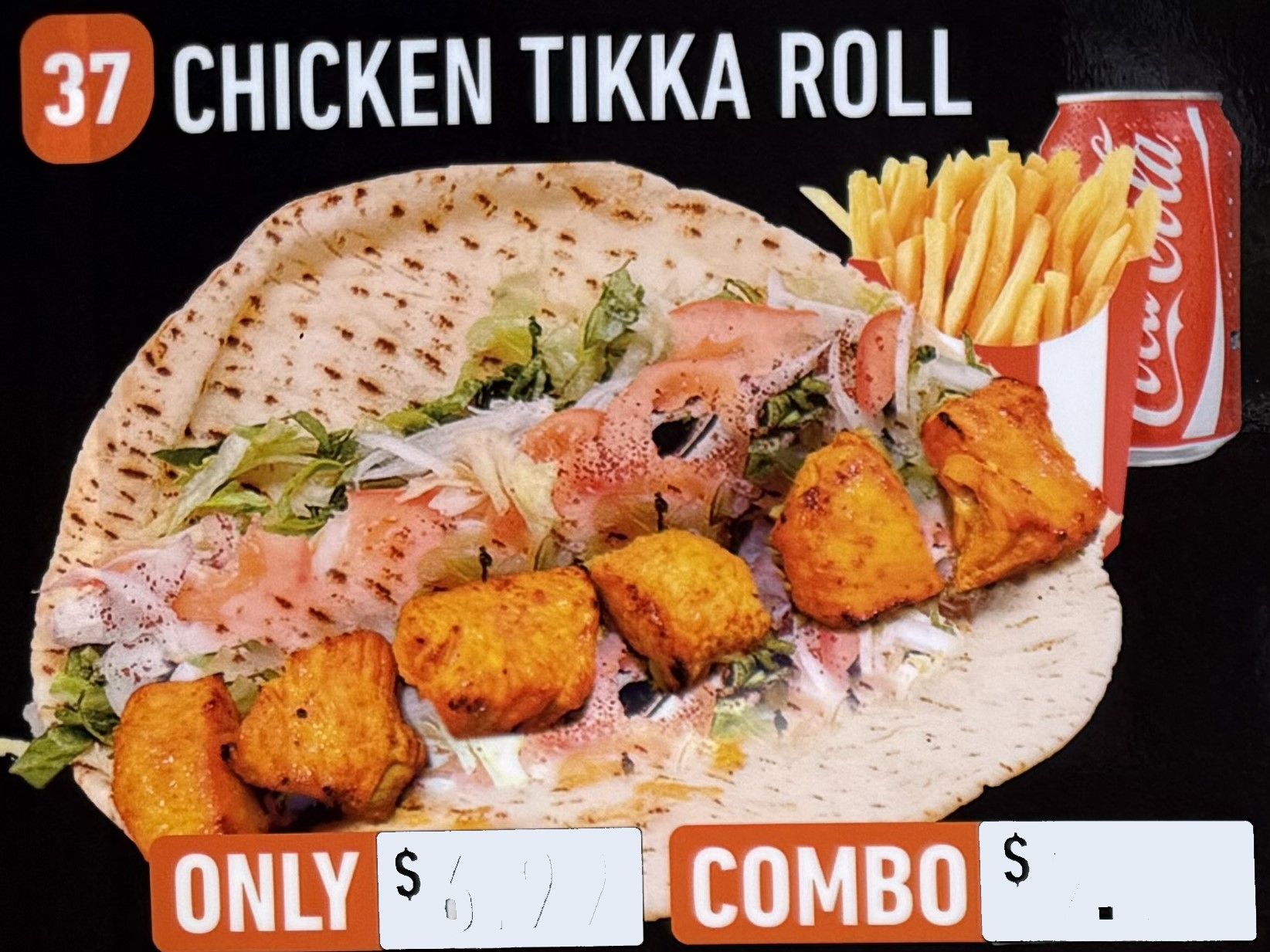 #37 Chicken Tikka Roll W/ Fries And Can Soda
