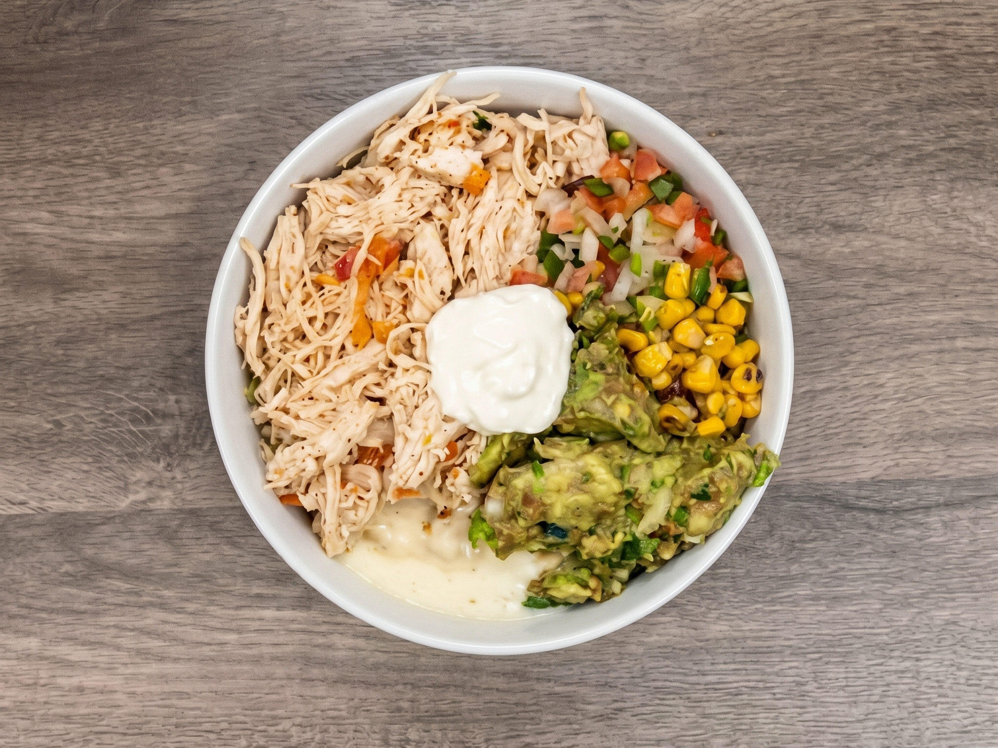 Shredded Chicken Burrito Bowl.