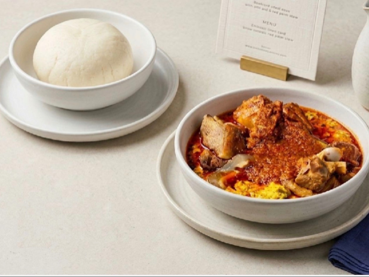 Fufu and Egusi with Goat Meat Or Beef.