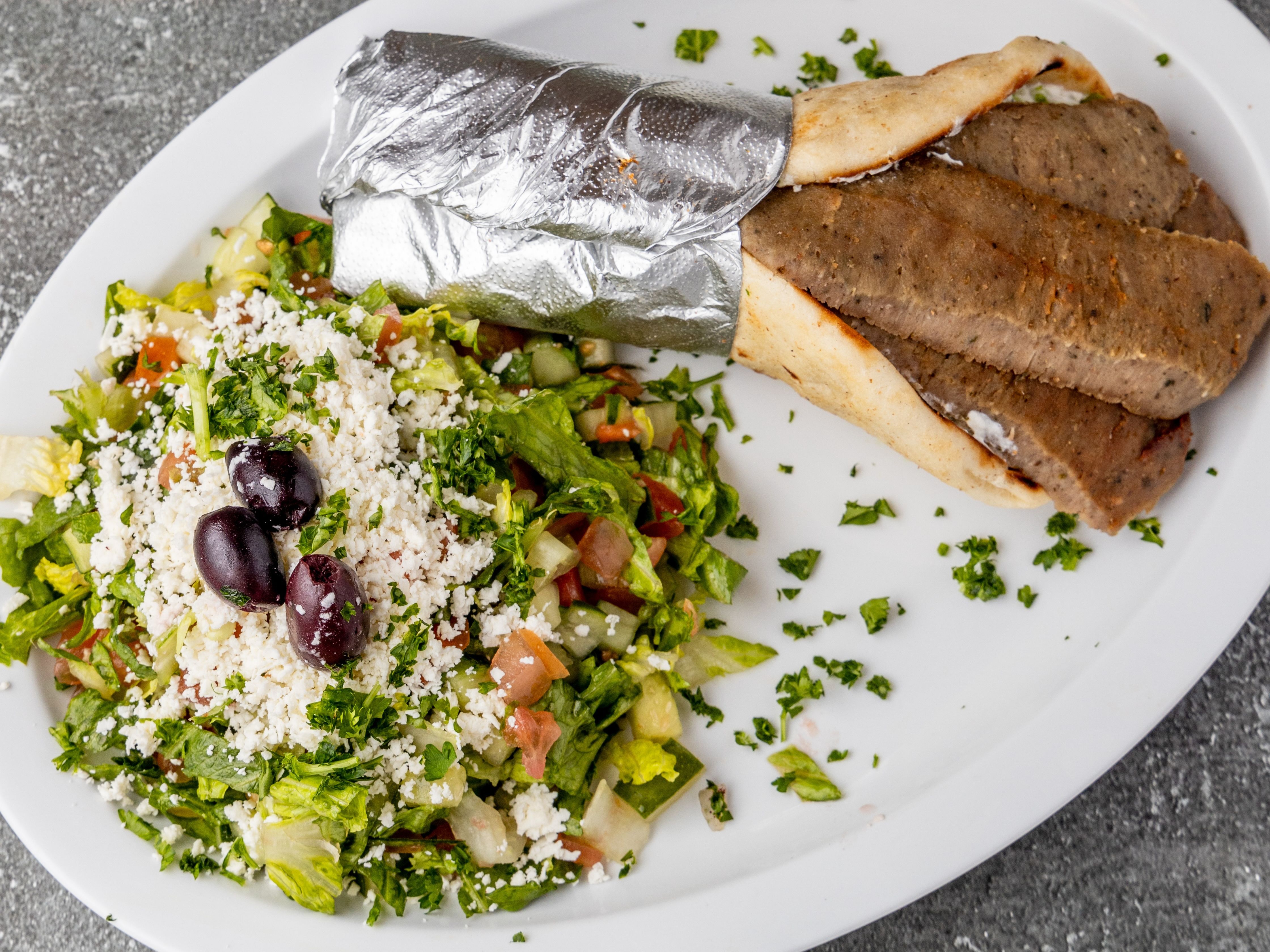 Lamb Gyro Sandwich.