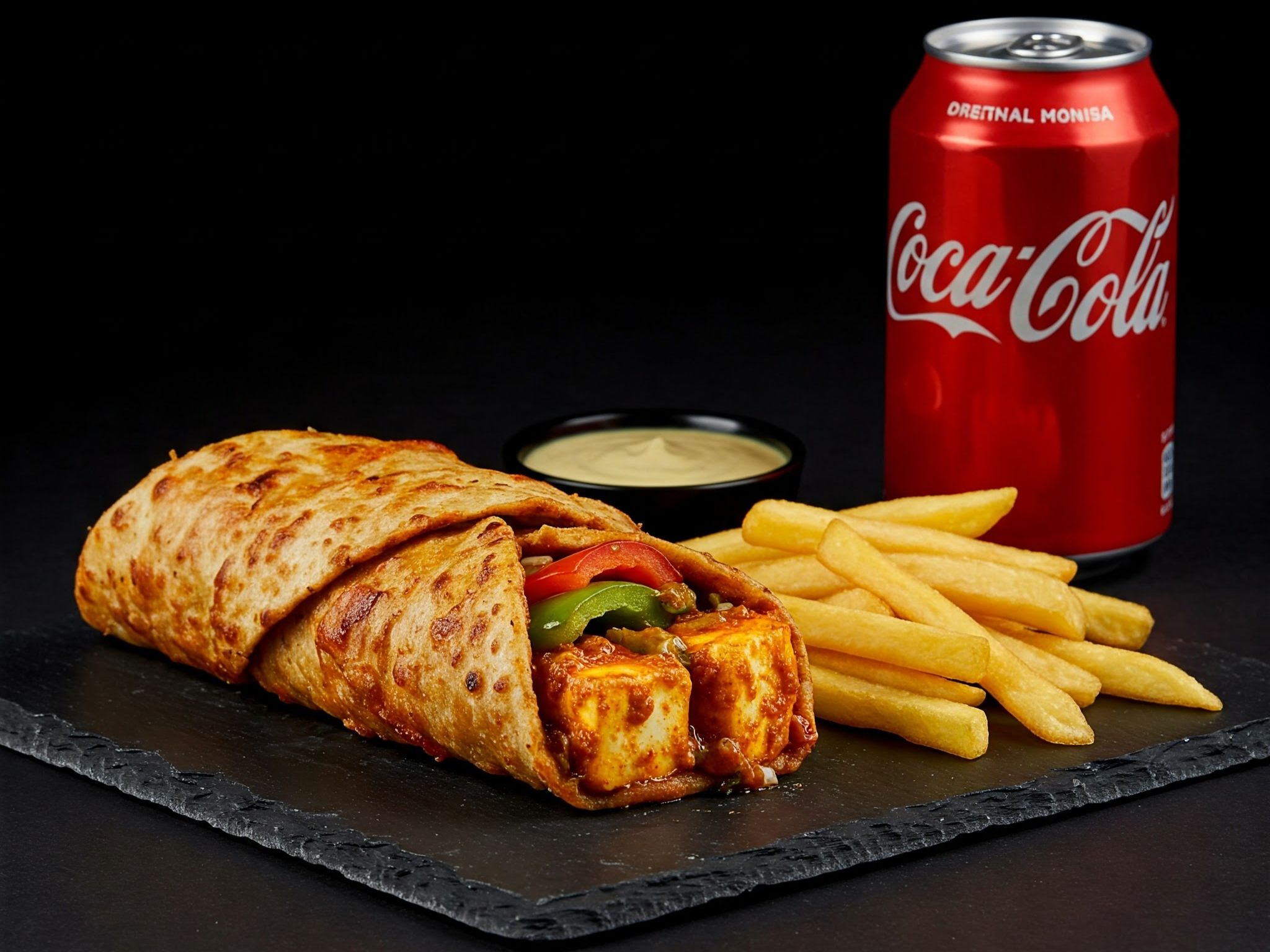 Paneer Tikka Roll Meal.