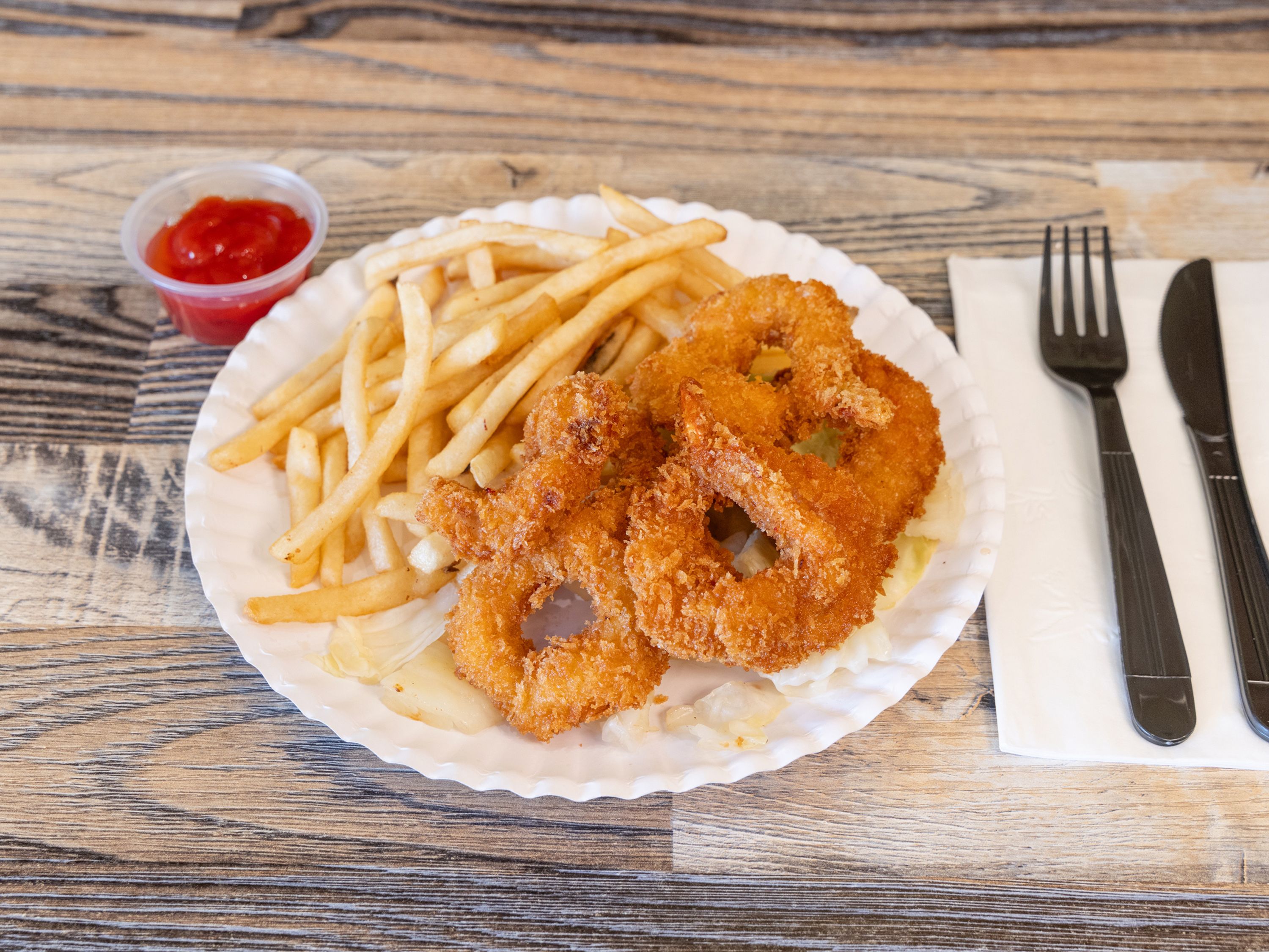 51. Fried Shrimps With French Fries.