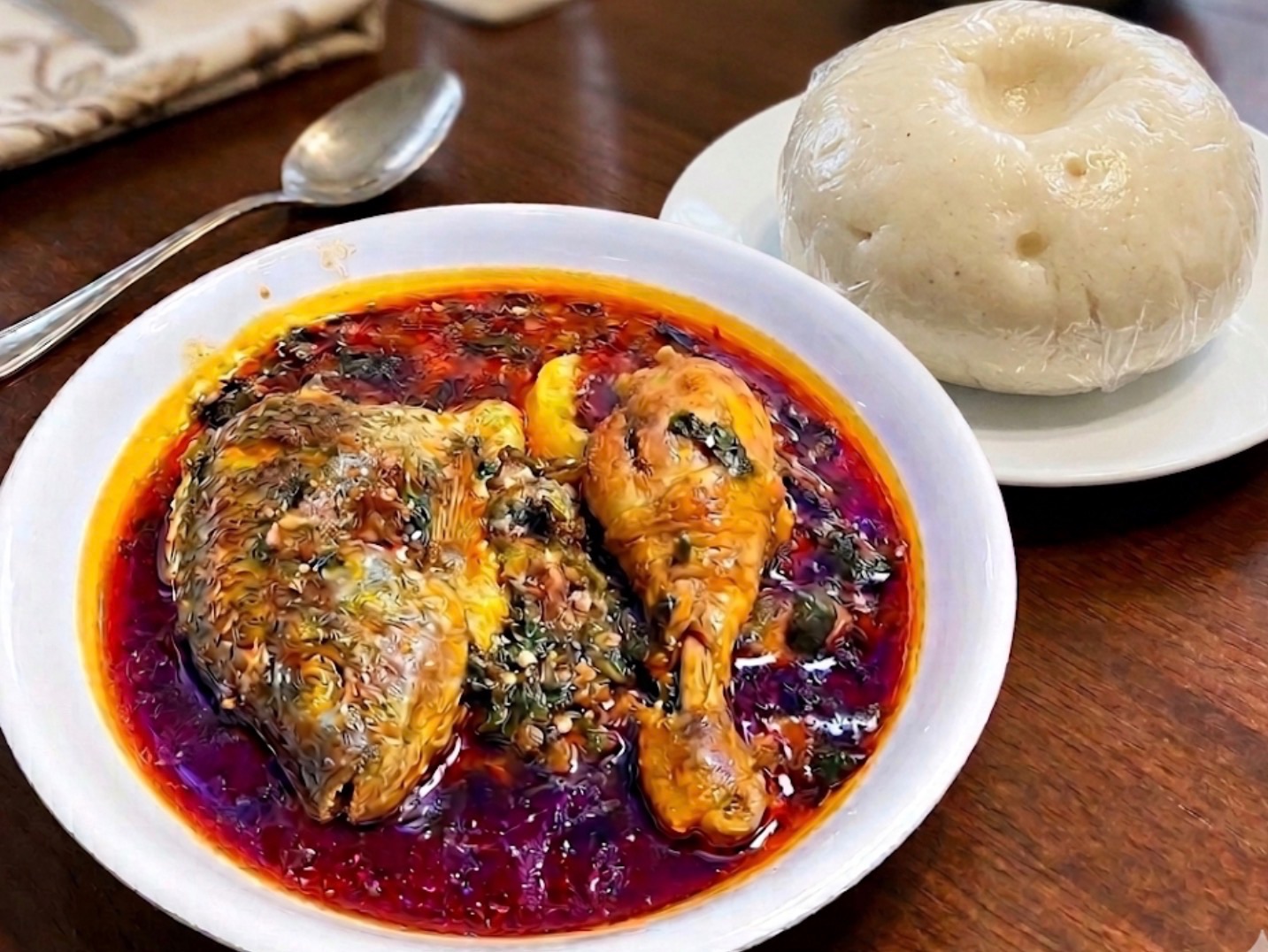 Banku And Okra Soup w/ Chicken or Fish