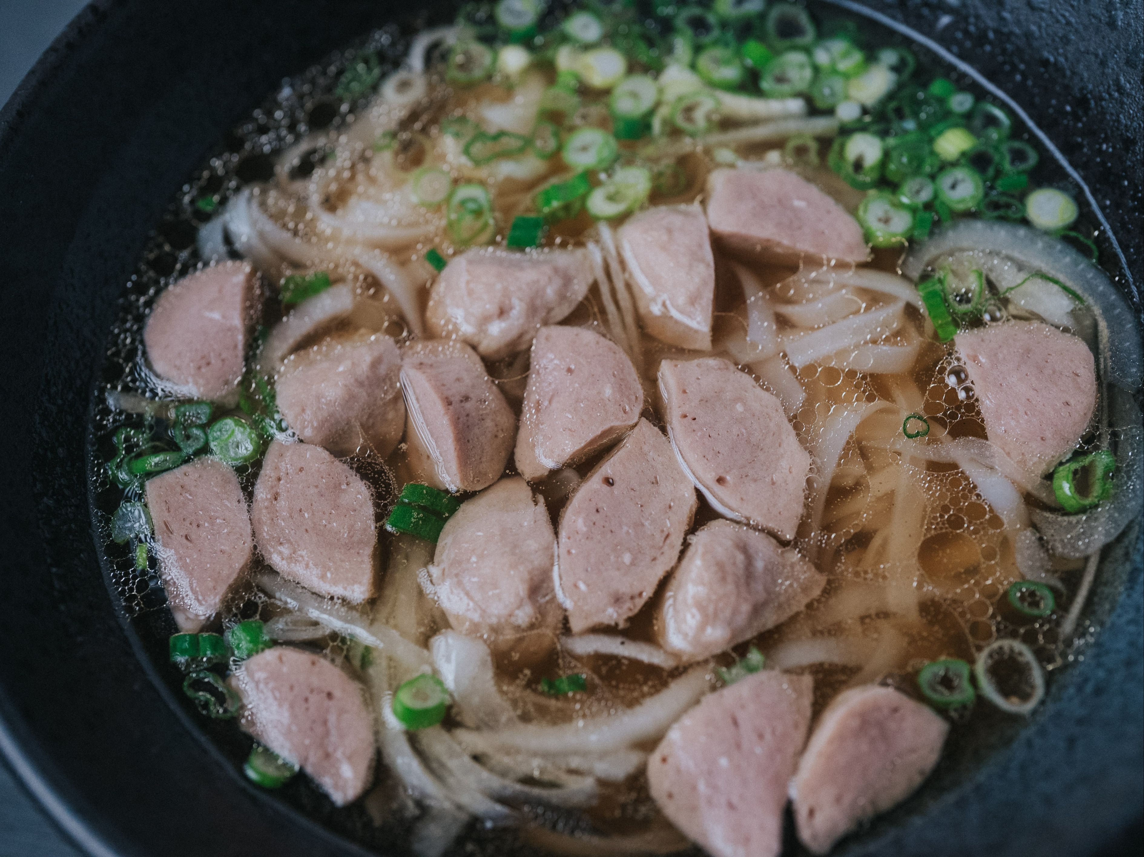 Sliced Beef and Meatball Pho.
