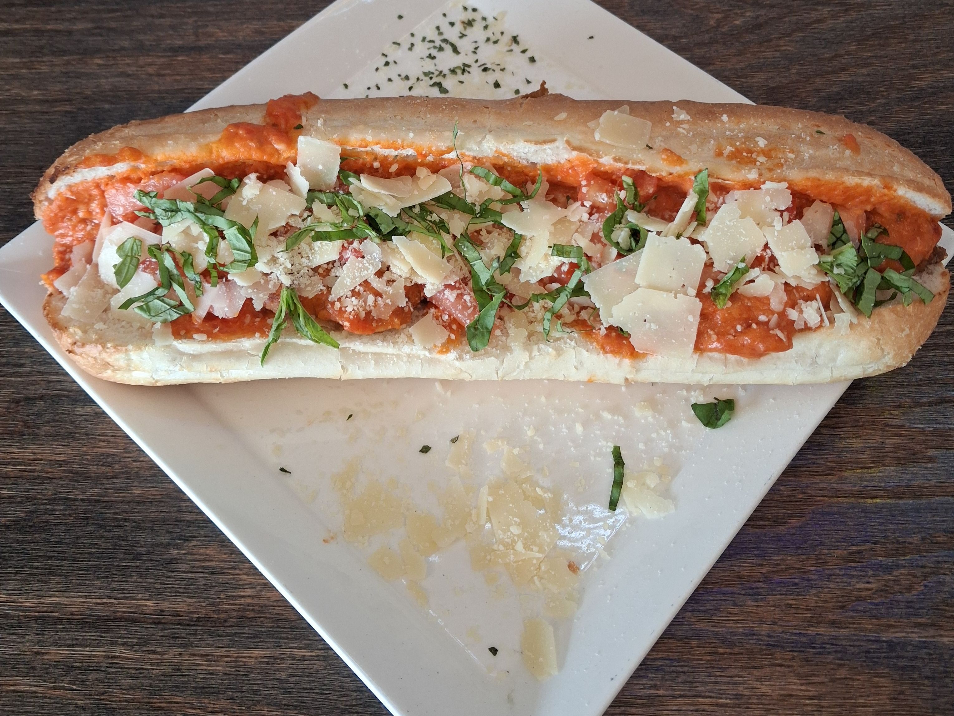 Crispy Chicken Cutlet With Vodka Sauce Sandwich Whole.