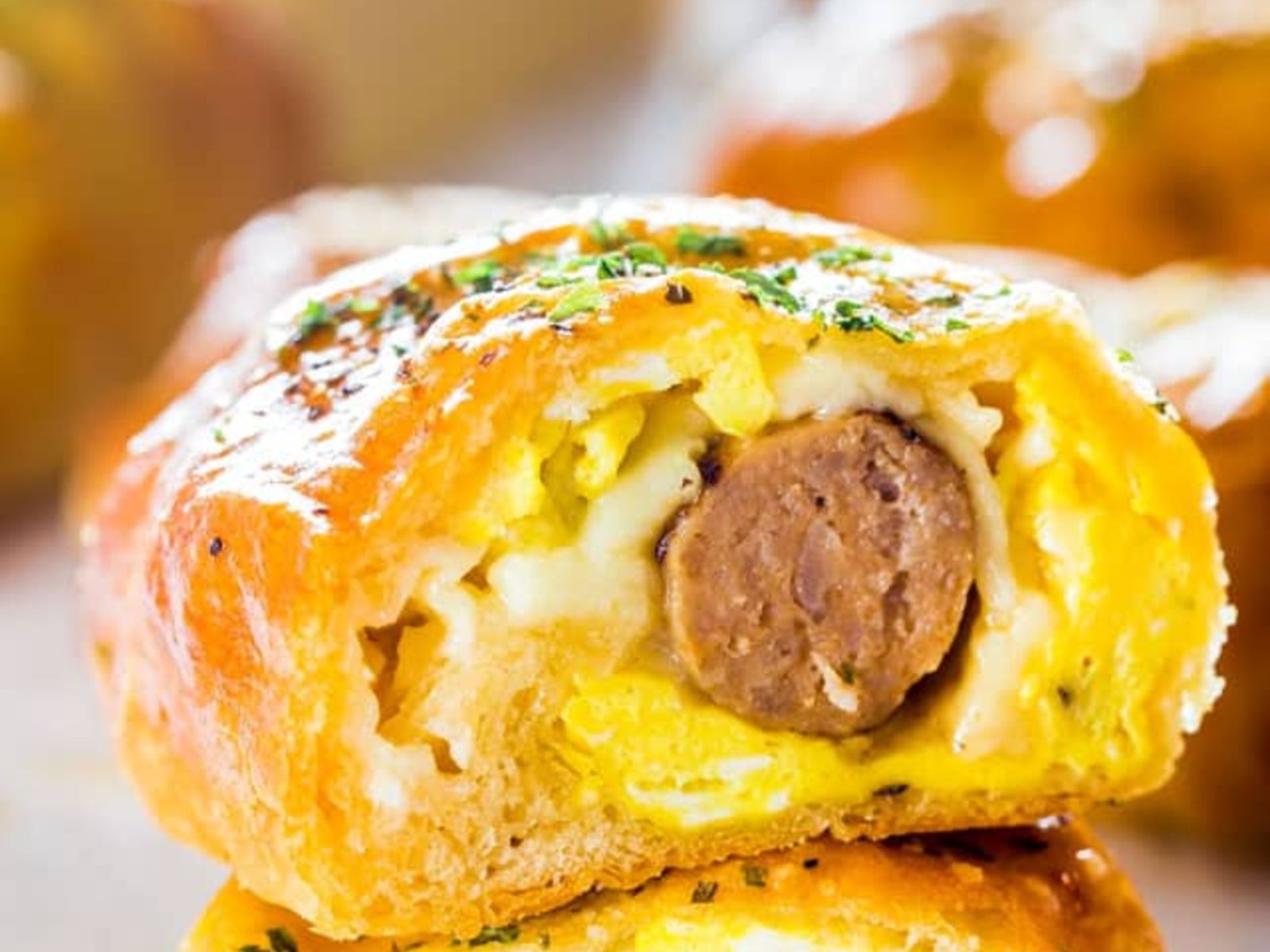 Sausage, egg & cheese on a roll.
