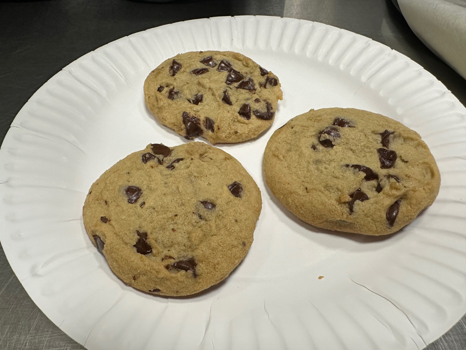 3 Chocolate Chip Cookies.