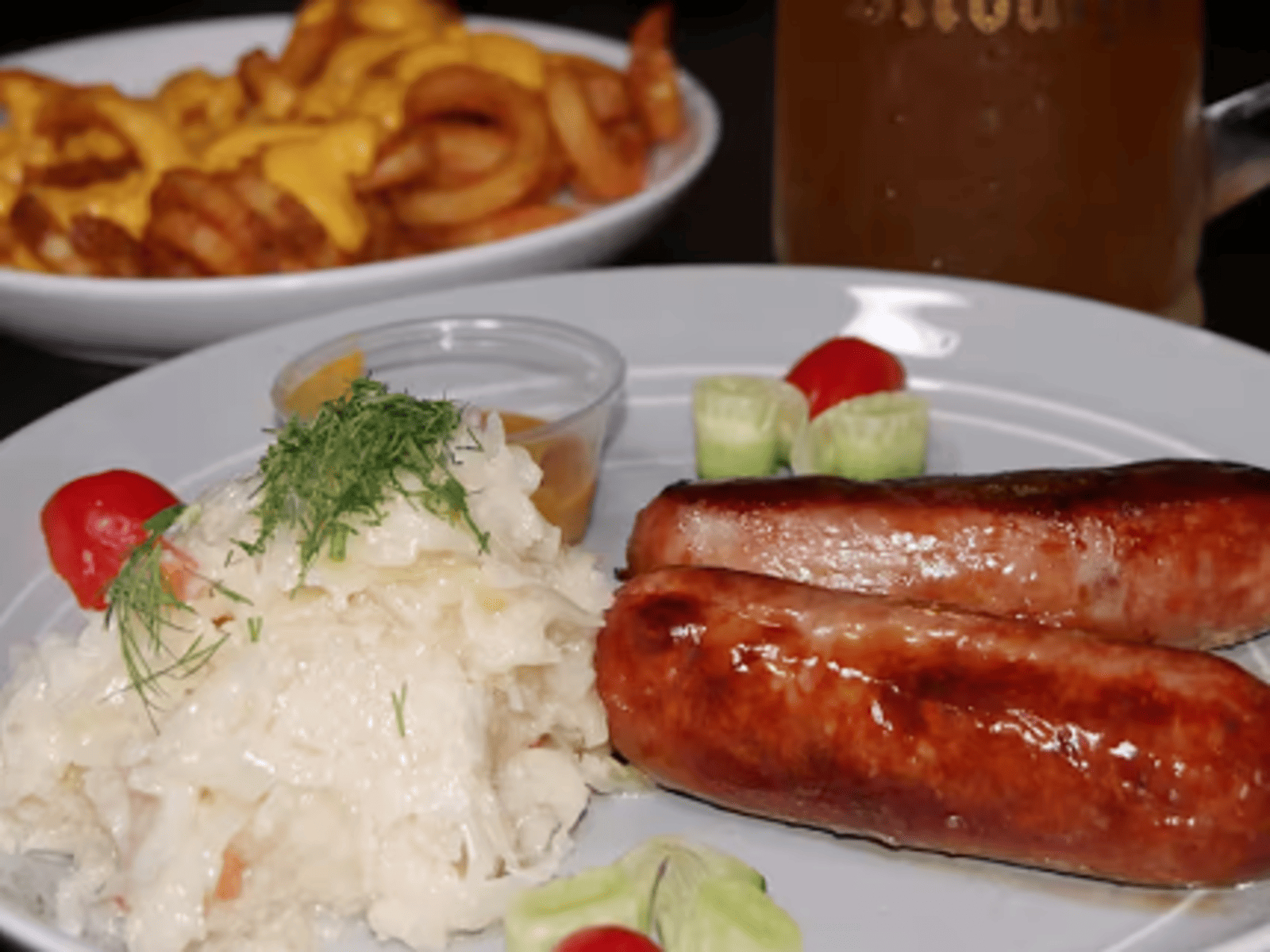 German Bratwurst with Cole Slaw.