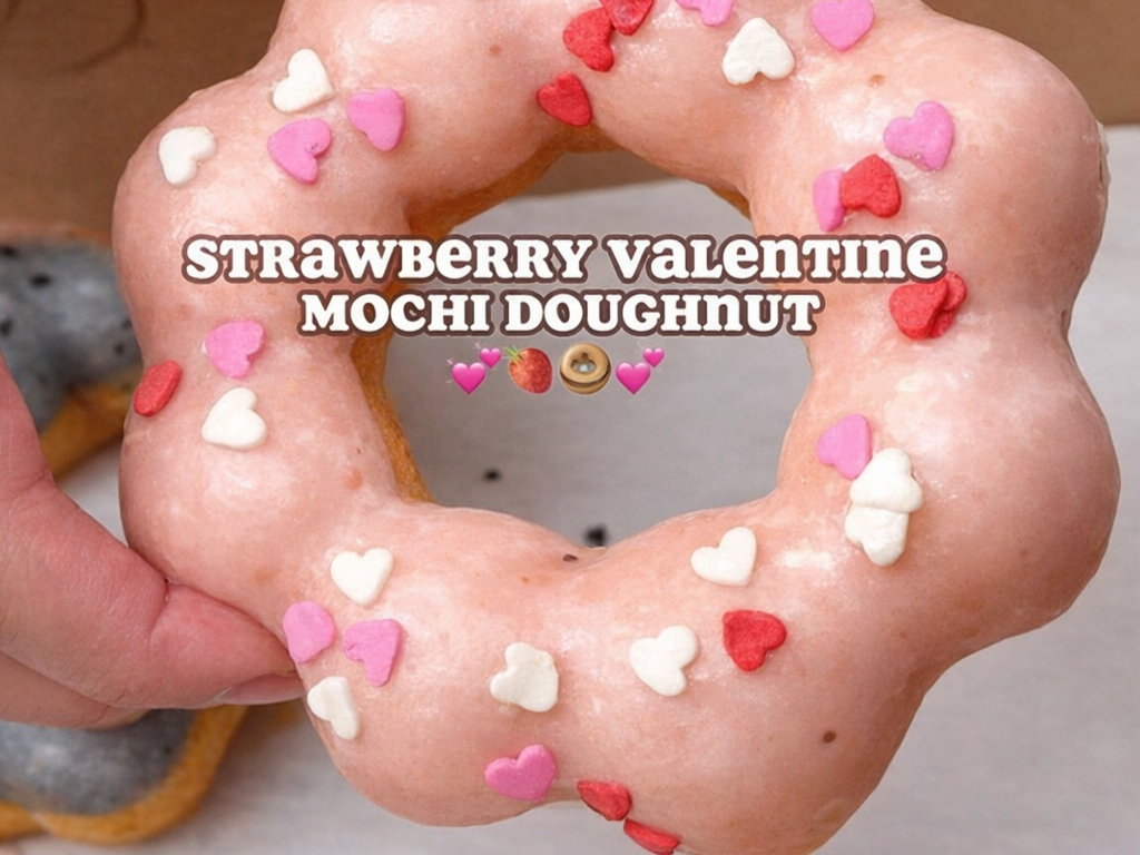 Strawberry Valentine Mochi Donut.