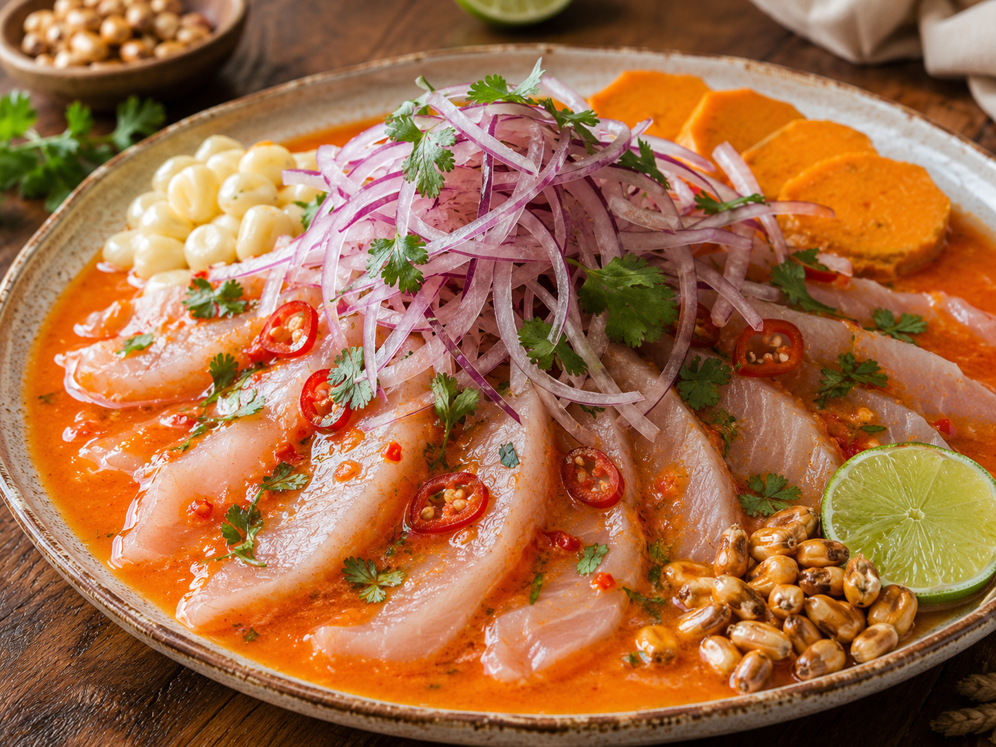 Tiradito En Salsa De Rocoto.
