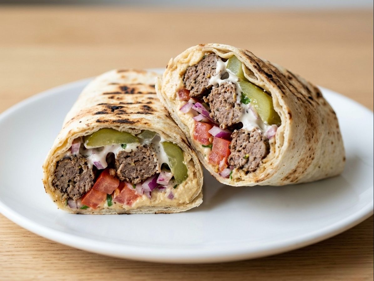 Meat Kafta Wrap & Fries.