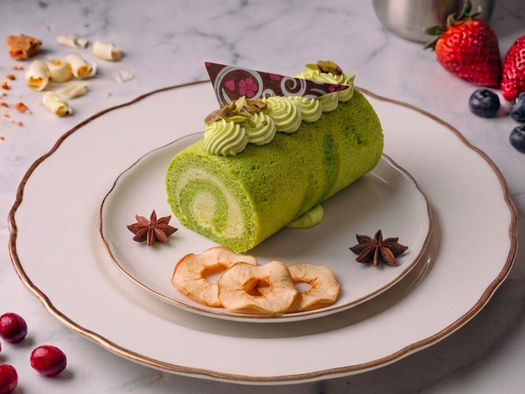 Pistachio Swiss Roll.