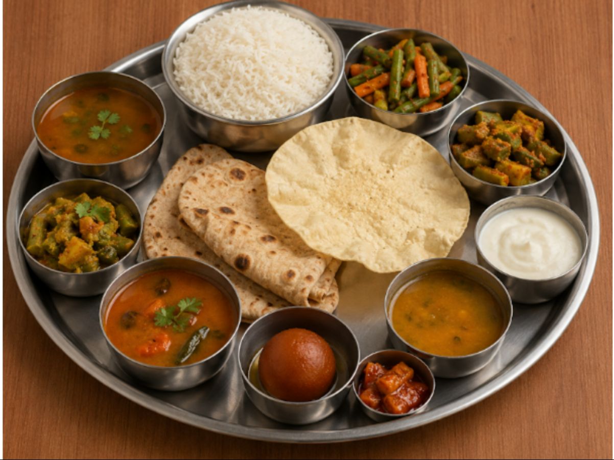 Anjappar Vegetarian Thali.