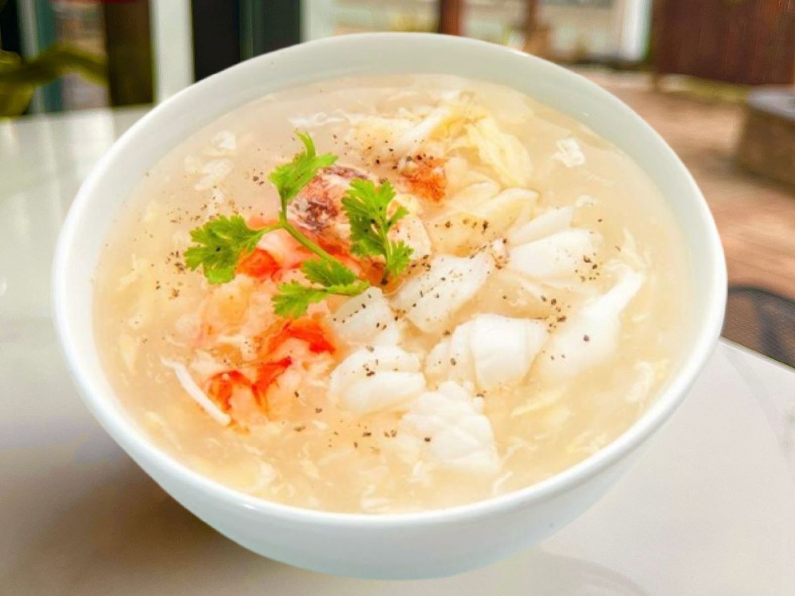 S3. SMALL CRAB MEAT SOUP - SÚP CUA BỂ BONG BÓNG CÁ.