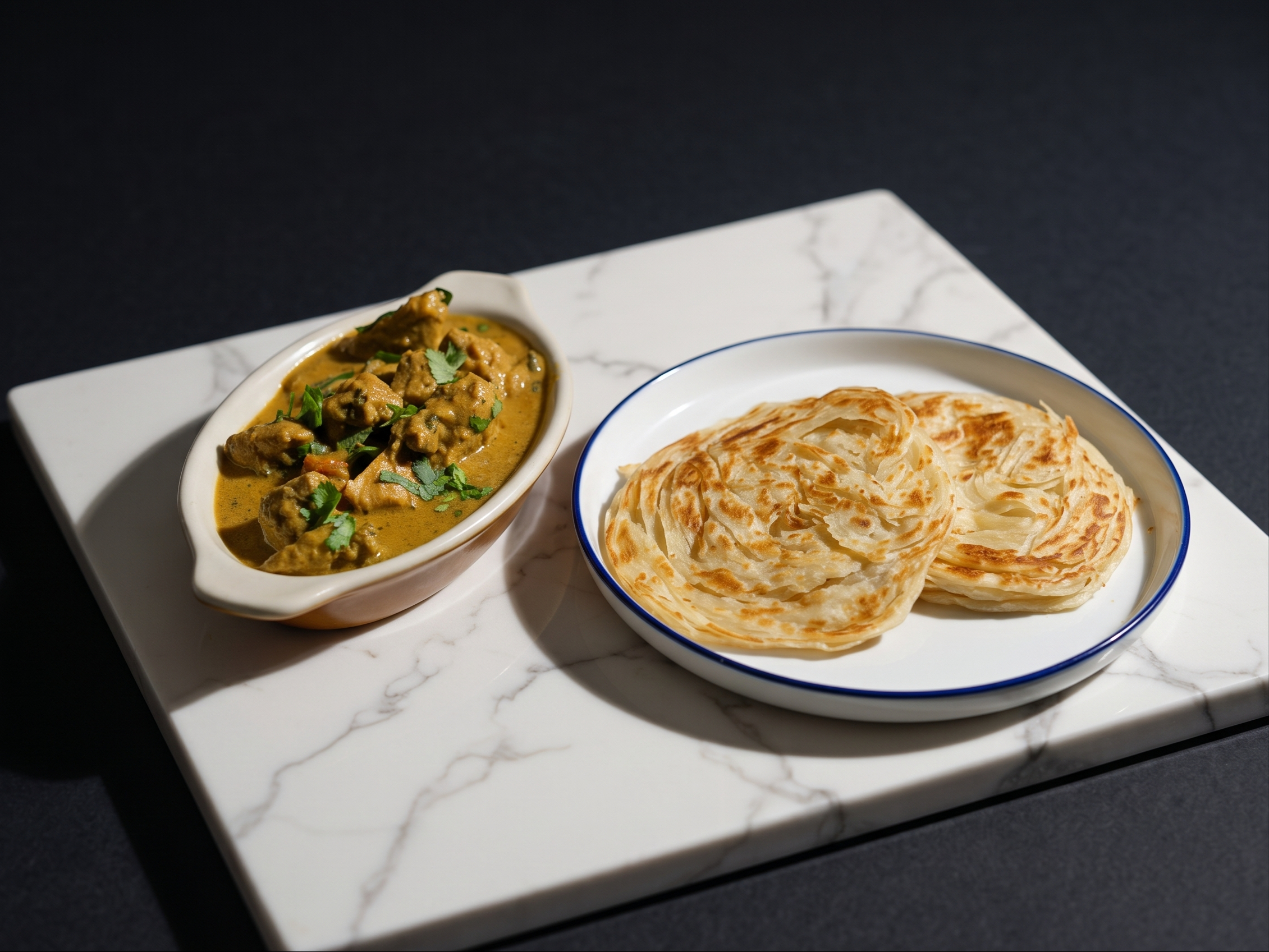 Parotta with Chicken Curry.