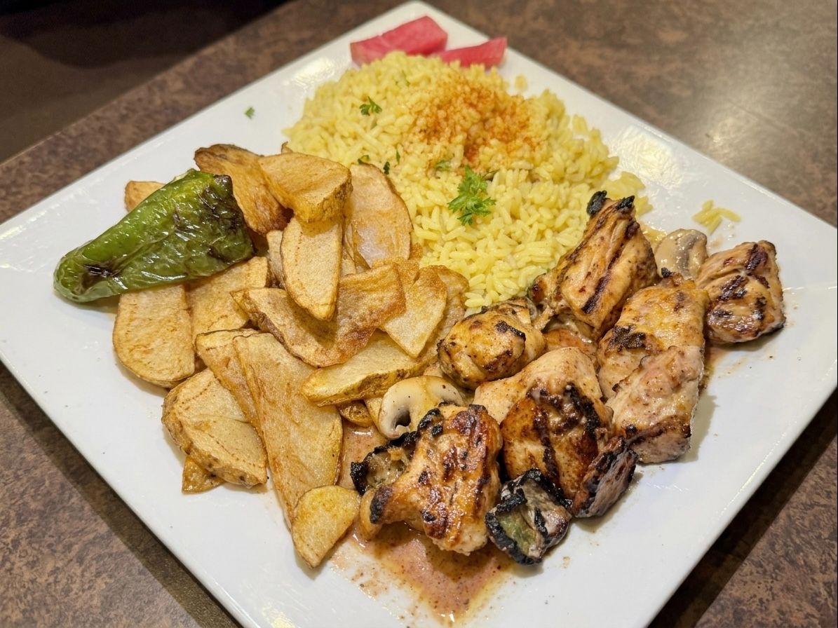 Shish Tawook W Lemon Oregano Sauce.