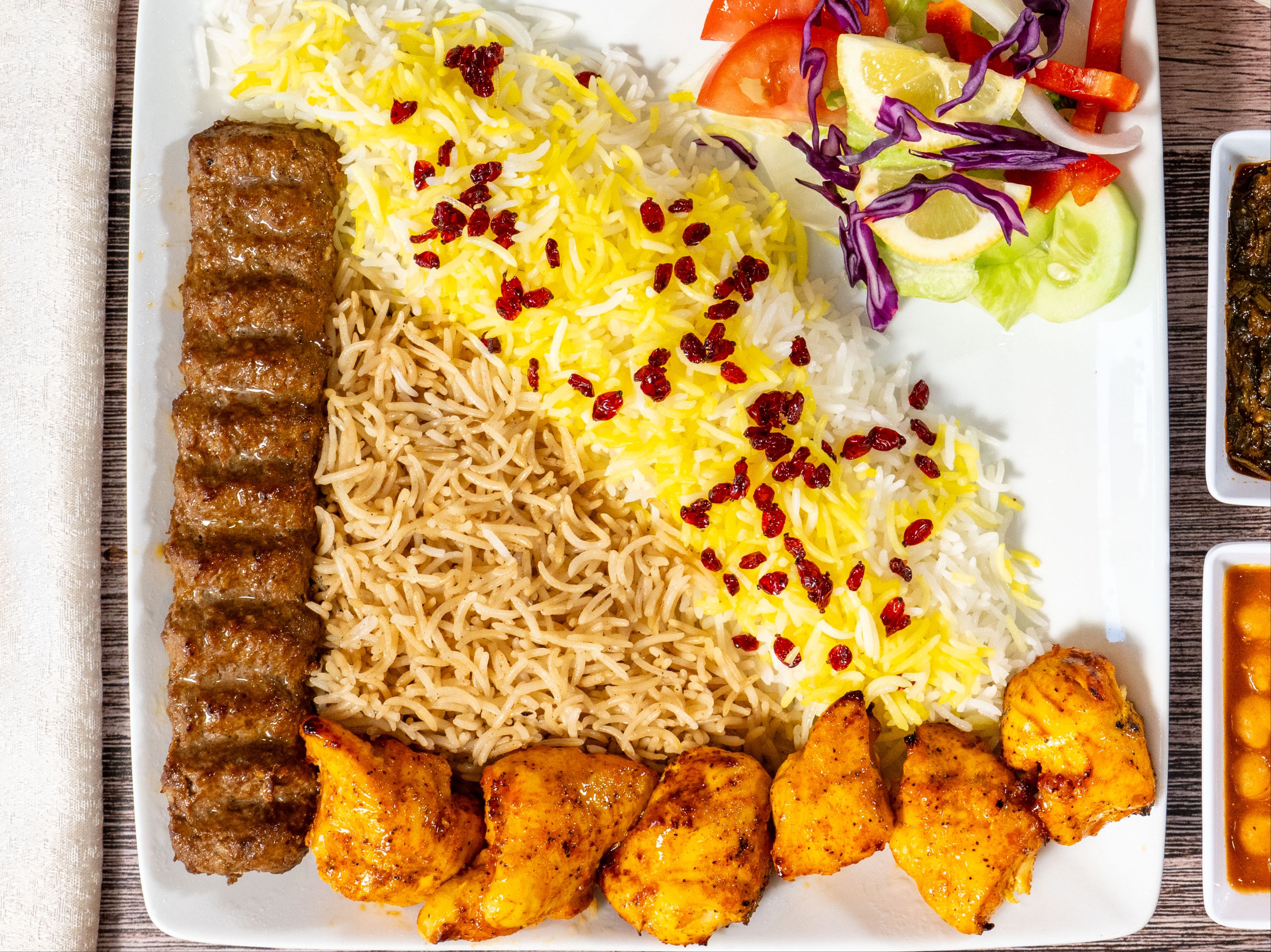 #2 Chicken Tika & Beef Kubideh Plat