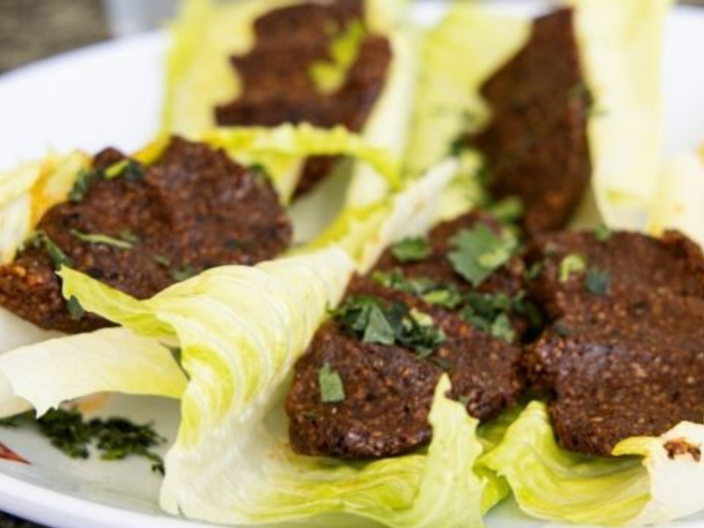Side of Spicy Vegan Cig Kofte w/Lettuce.