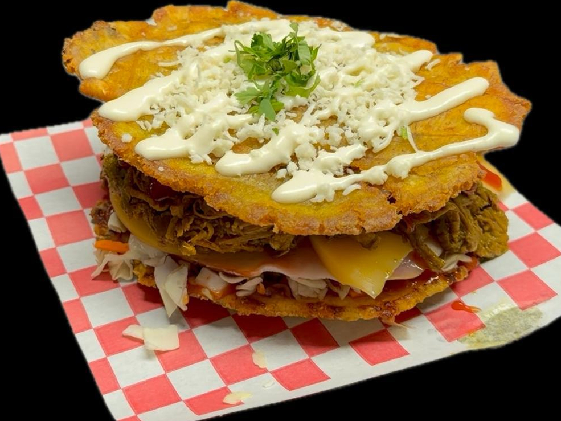 Avila Plantain Sandwich / Tostones Ávila.