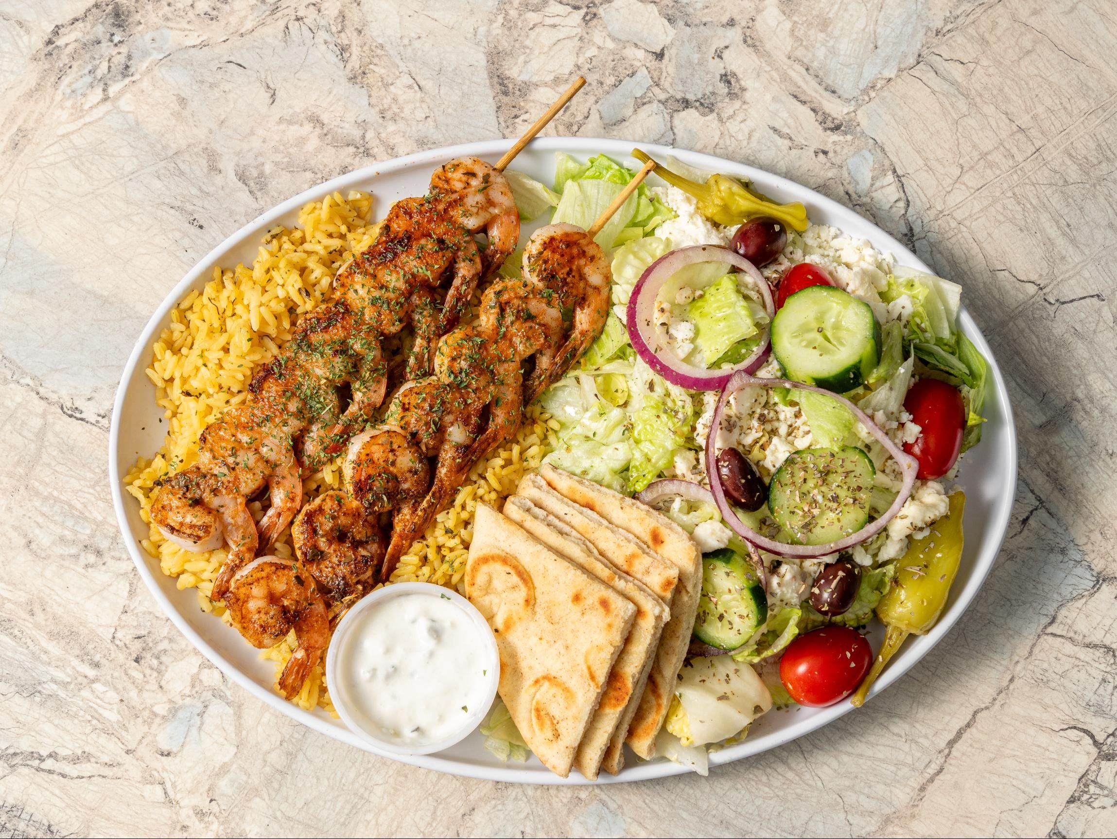 Shrimp Skewer Platter.