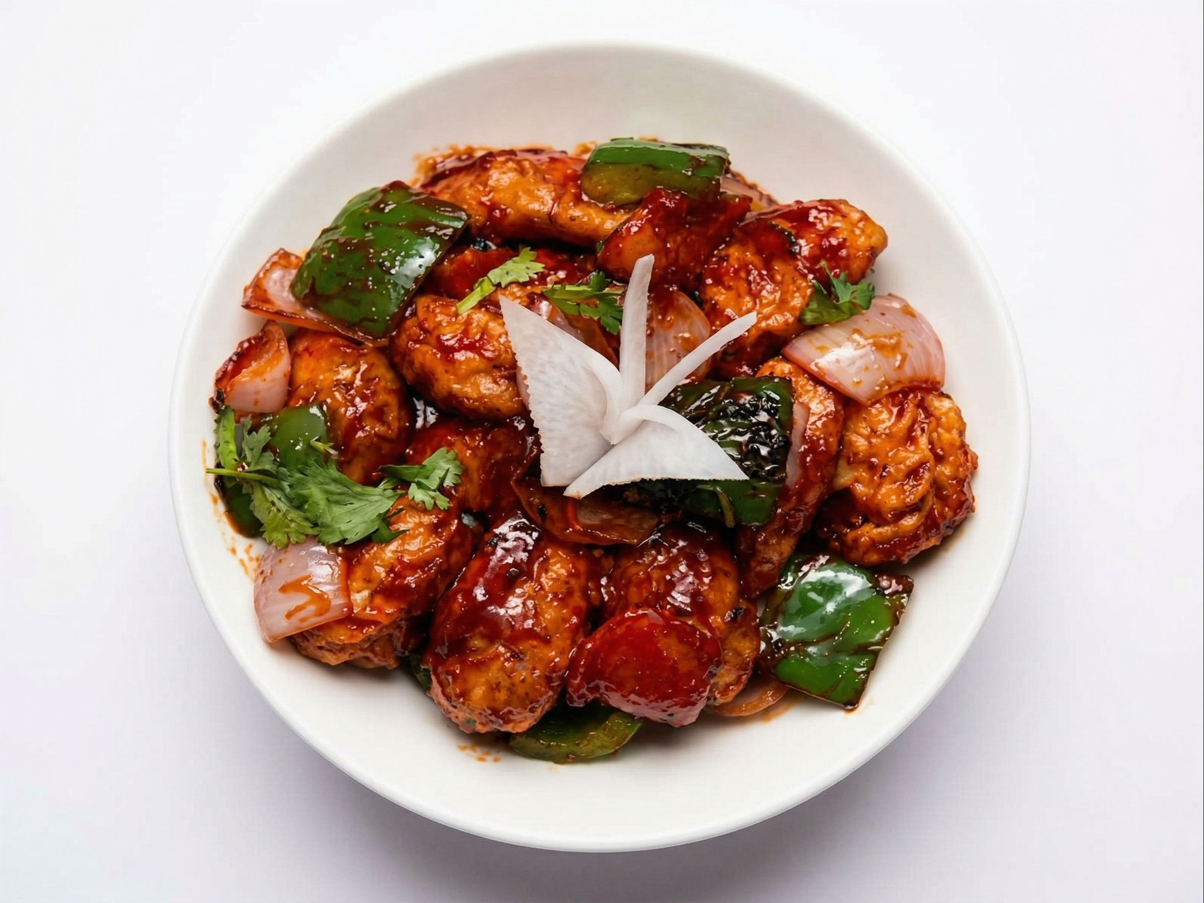 Chilli Veg Momos (DF, NF, V).