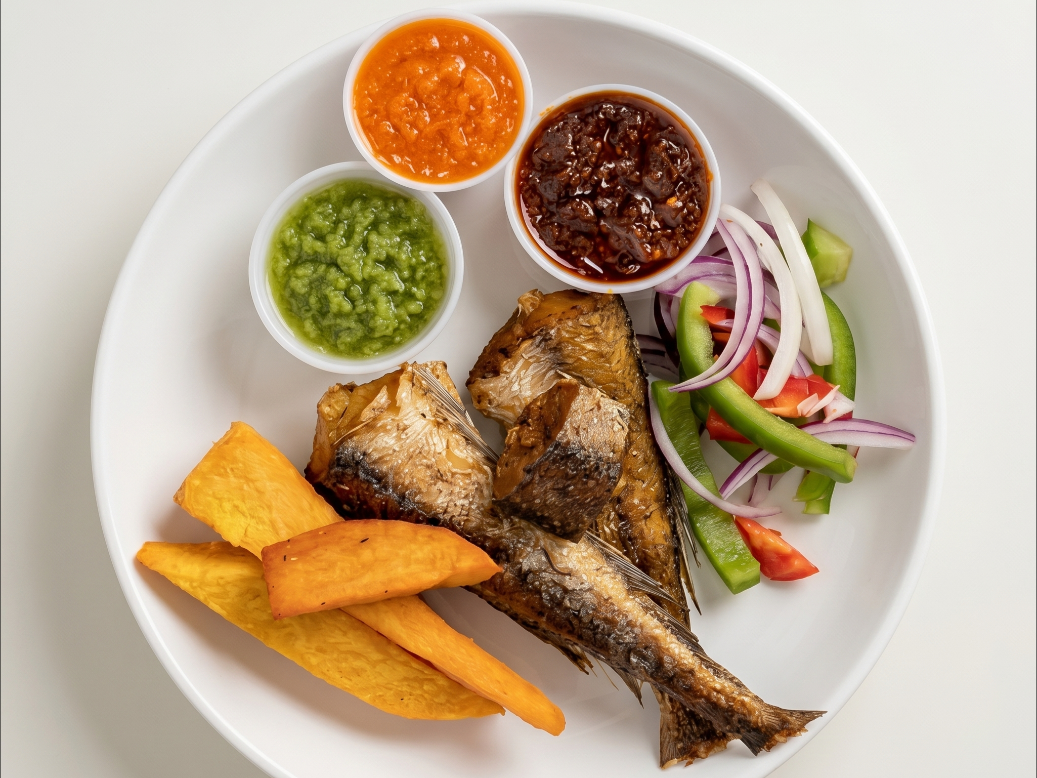 Fried Whiting Fish With Fried Yam.