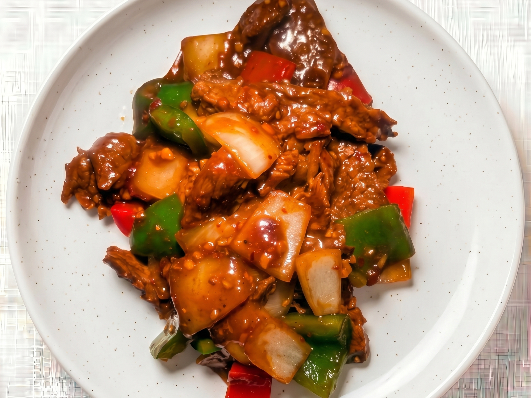 # 7 Pepper Steak With Onion.