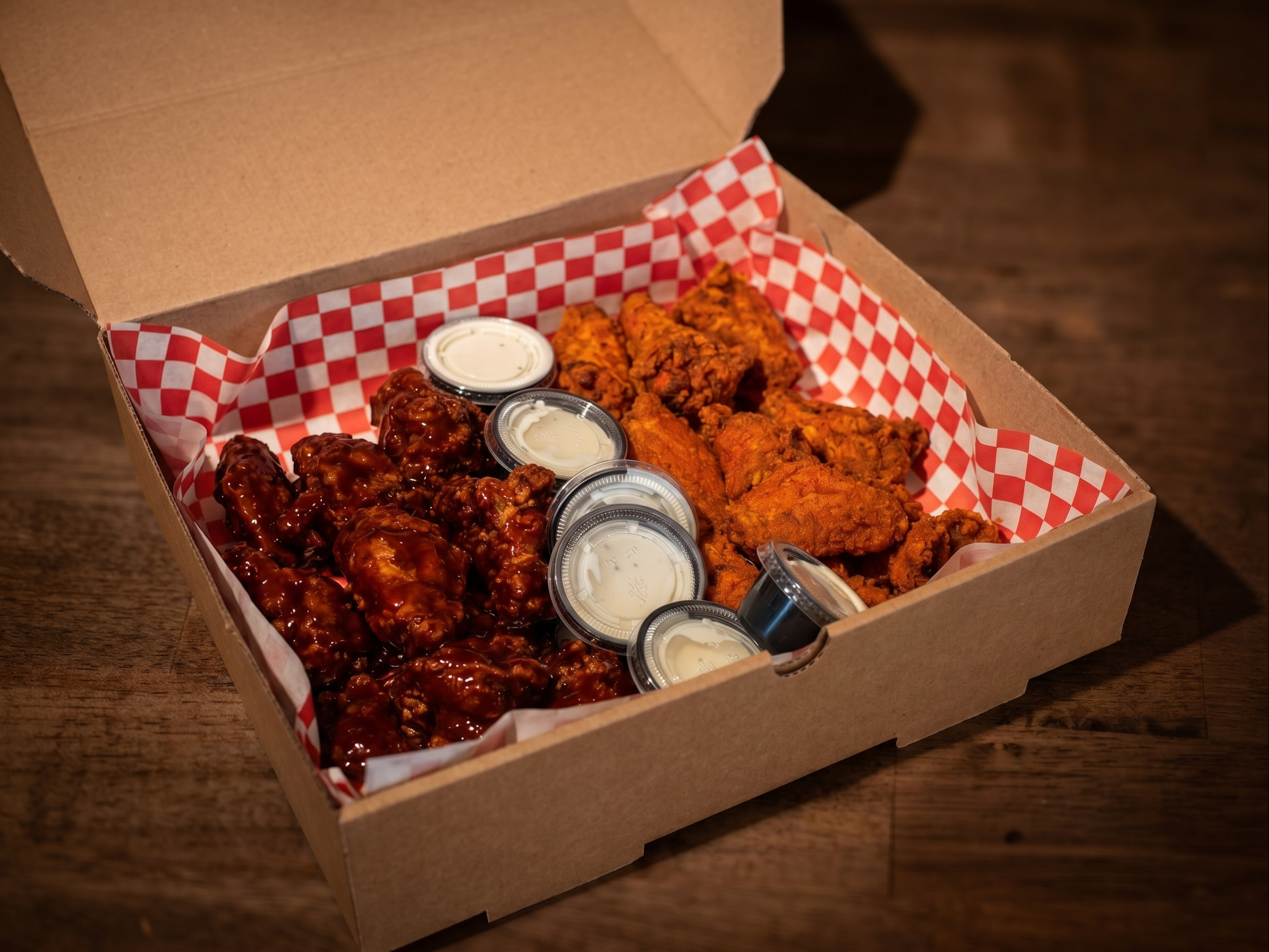 Crispy Wings-FLAMIN,BUFFALO,BBQ (20 Count).