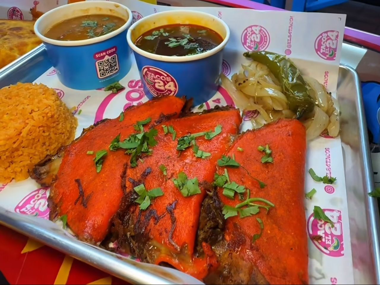 Quesatacos De Birria Plate Rice & Beans