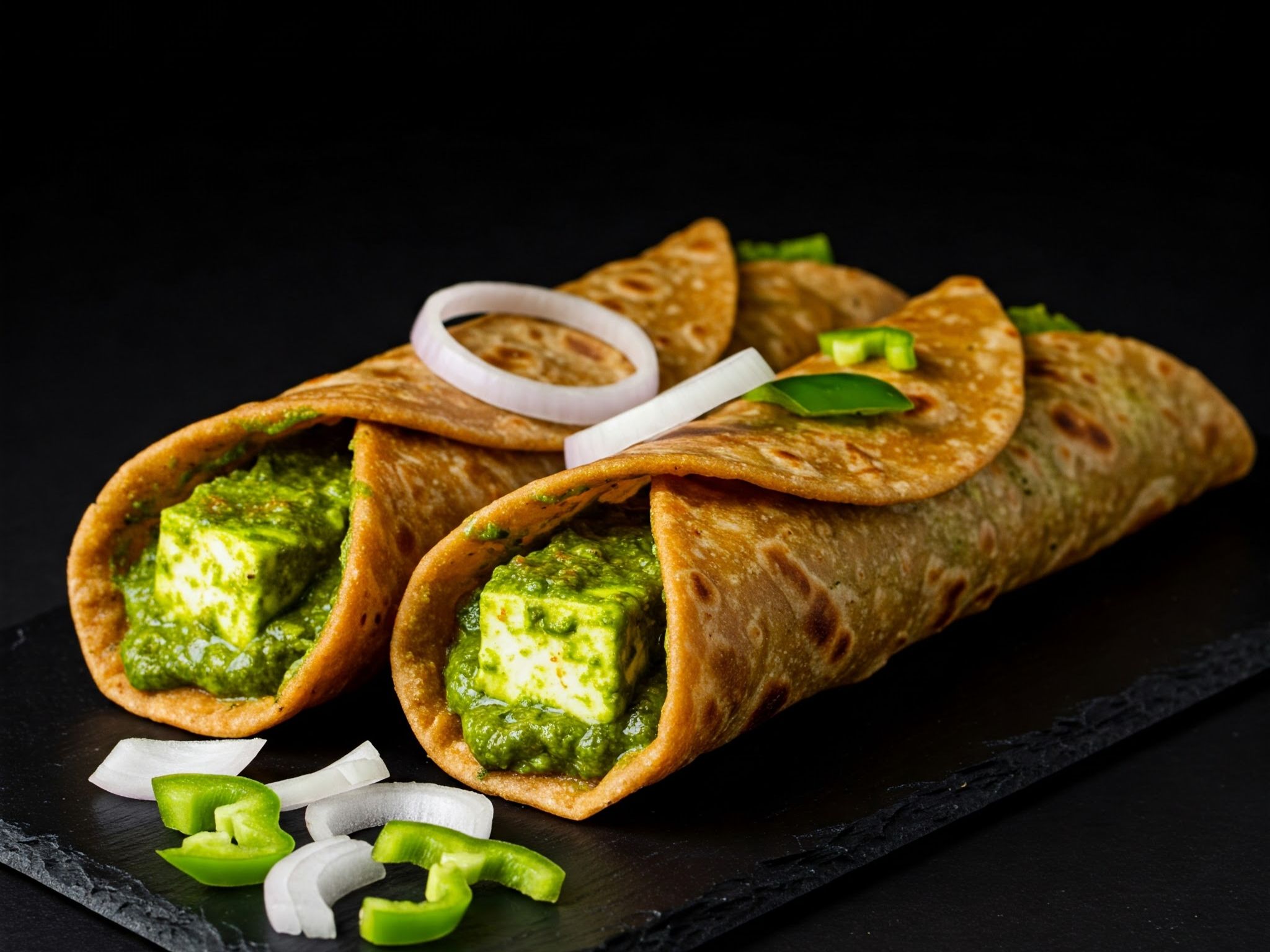 Paneer Haryali Roll.
