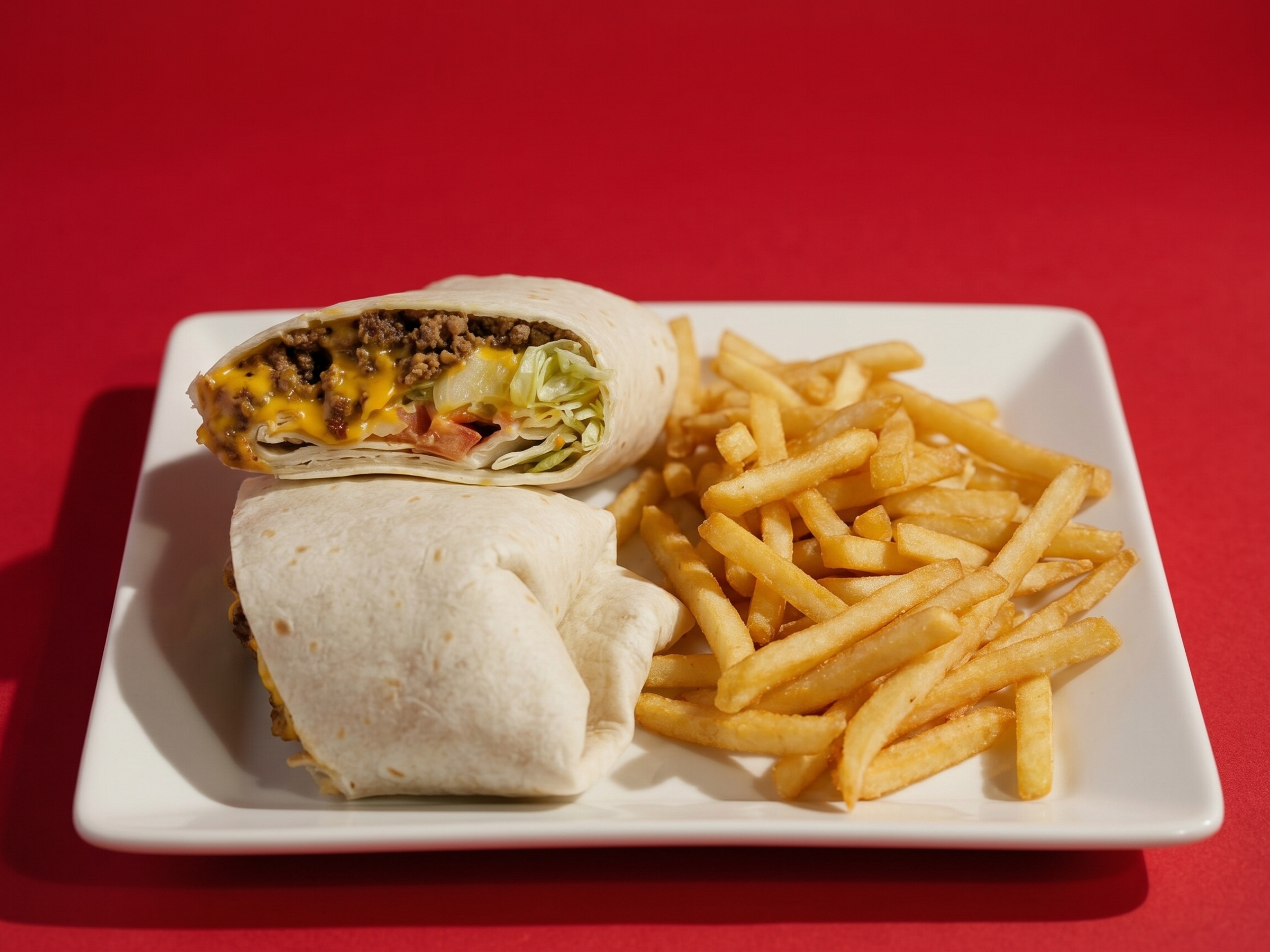 Cheesy Beef Wrap W/ Half Order French Fries