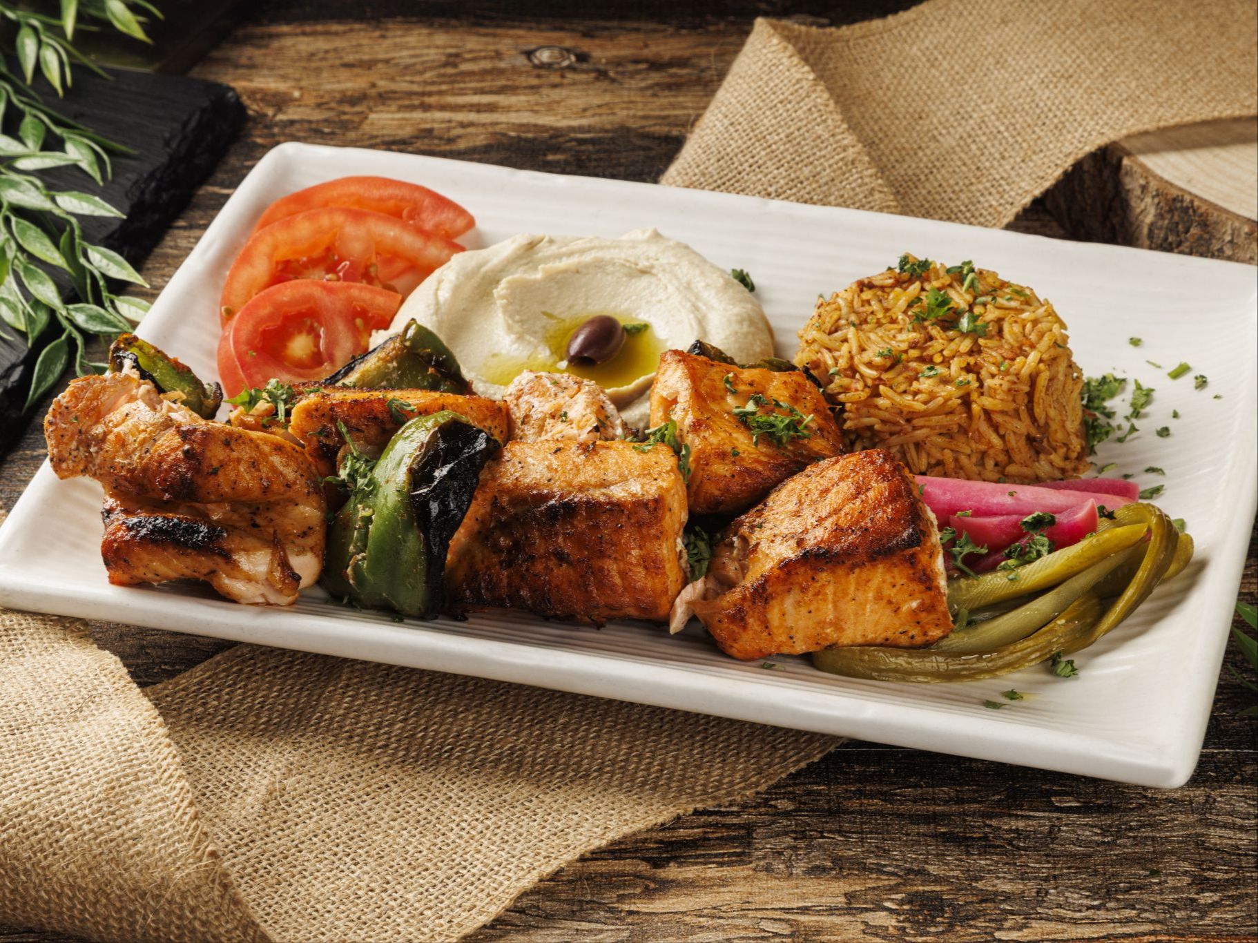 Salmon Kabab Plate.