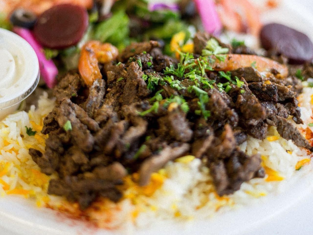 Beef Shawarma W/ Rice.