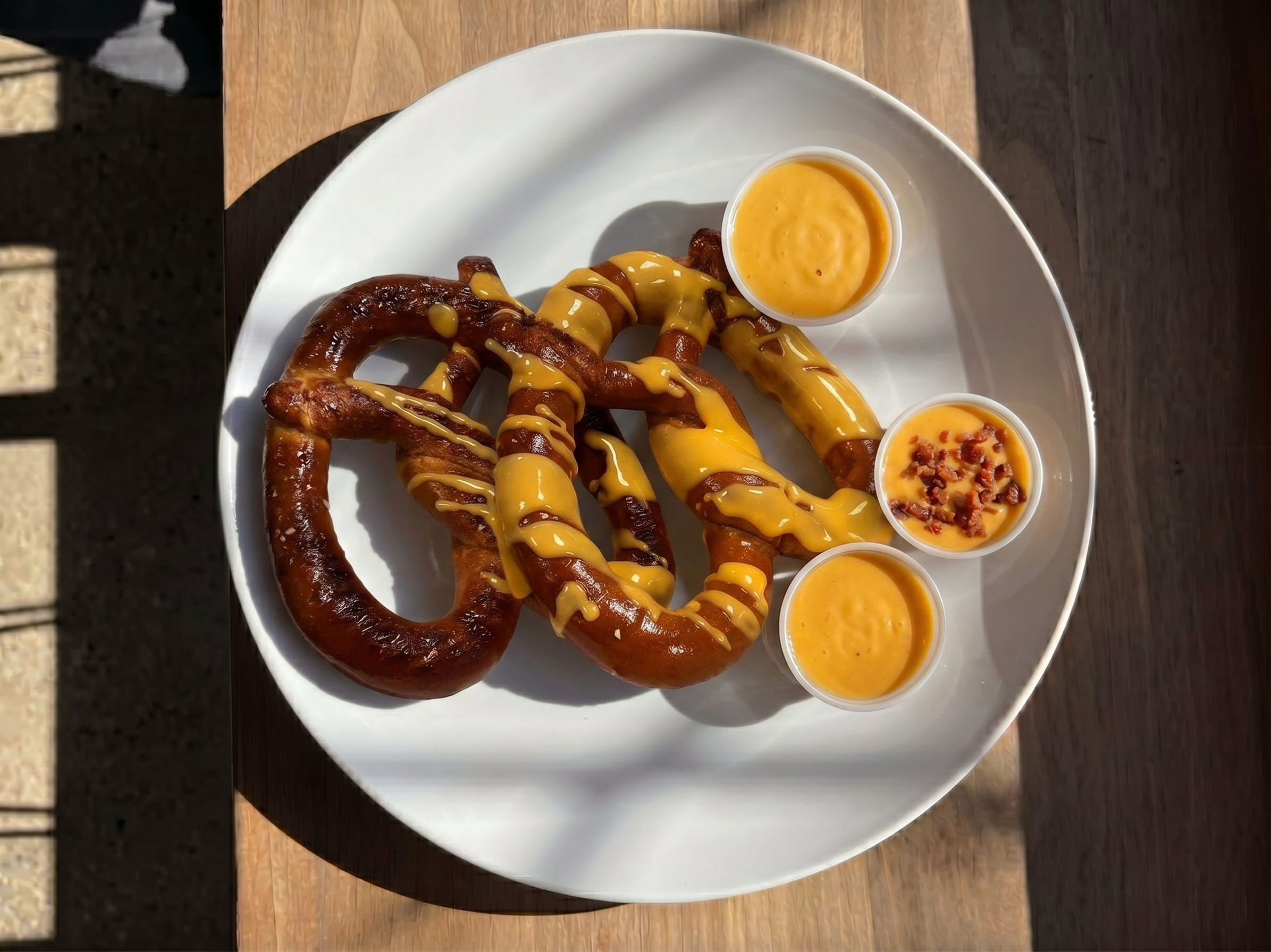 2 Pretzels & Cheese On Side.