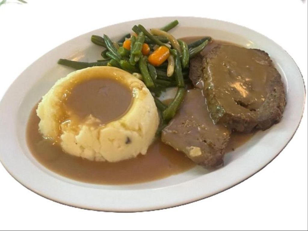 Meatloaf with Mashed Potatoes.