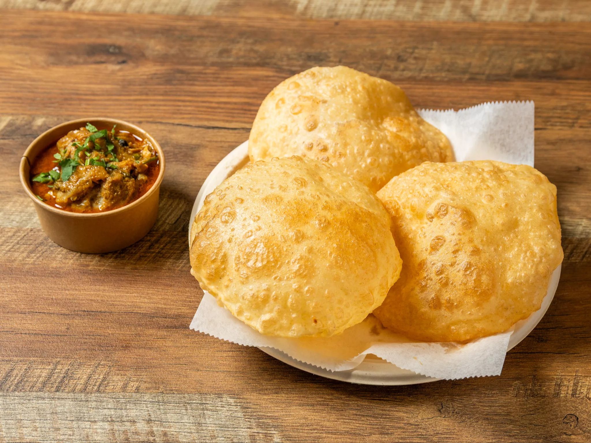 Poori with Chicken Curry.