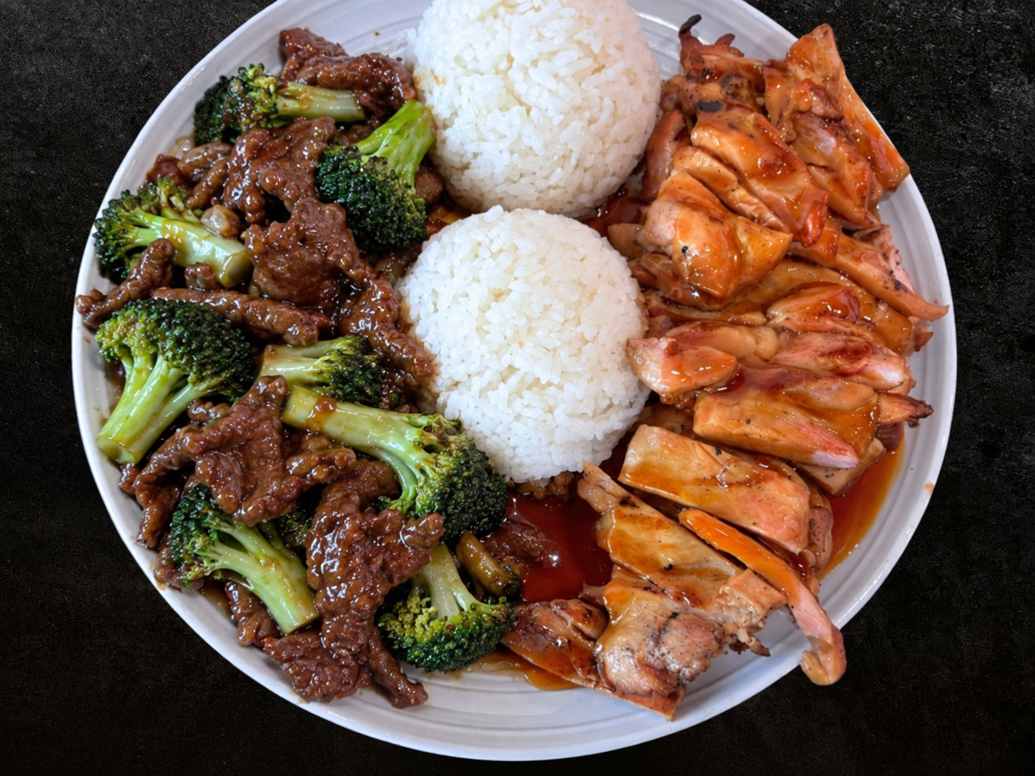Chicken Teriyaki & Broccoli Beef.