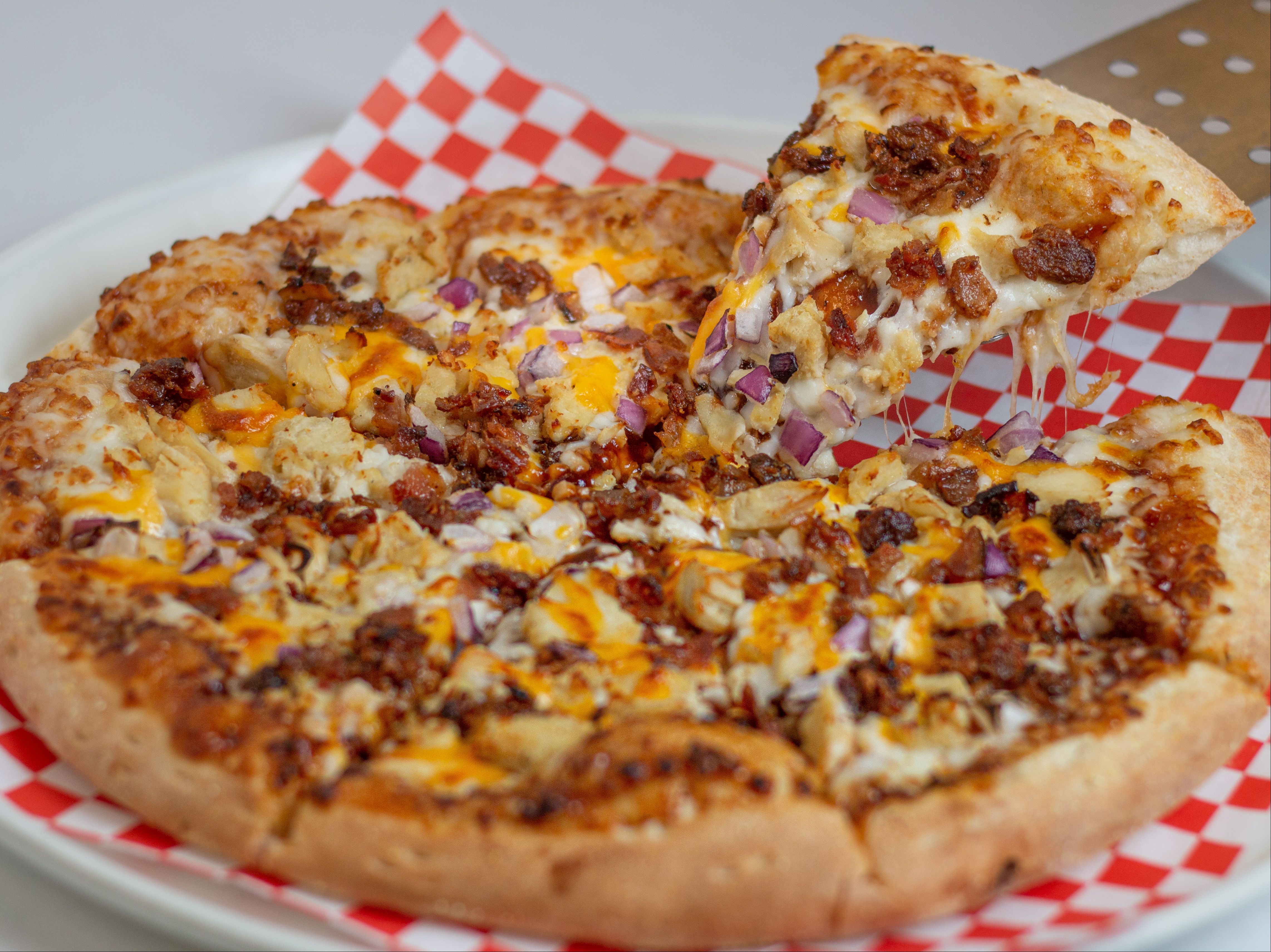 14" BBQ Chicken Pizza.