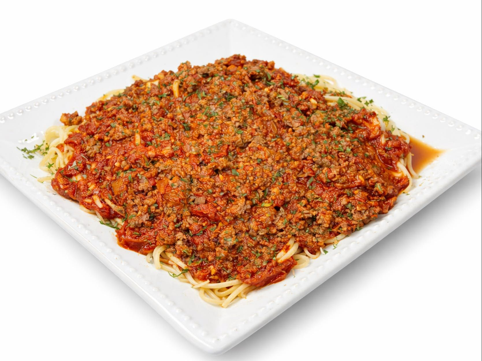 Spaghetti With Meat Sauce Side Salad And 3 Knots.