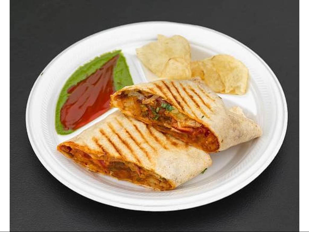 Cheese Aloo Tikki Kathi Roll.