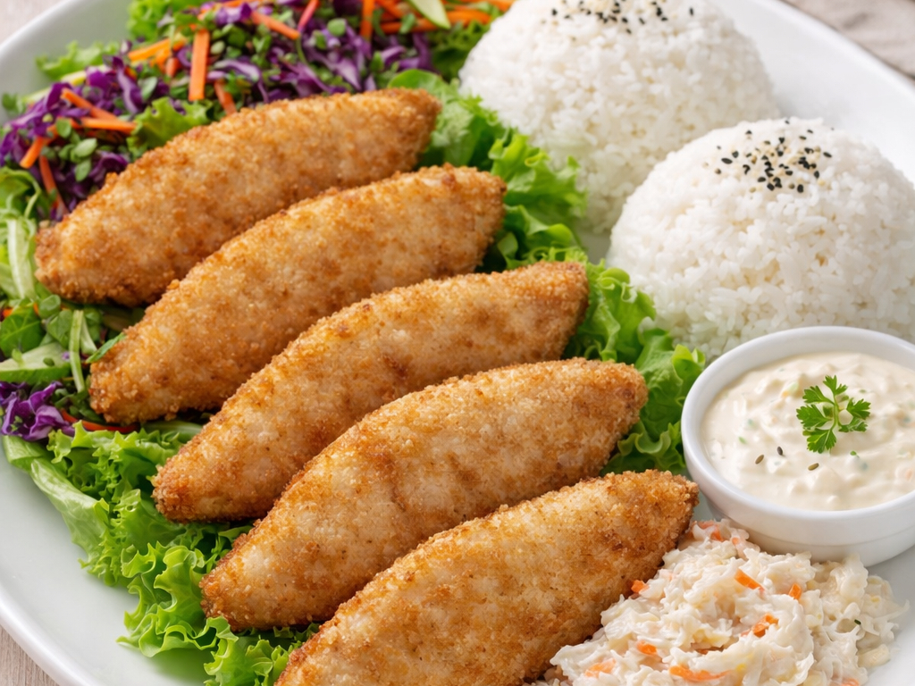 Crispy Breaded Fish With Mixed Veg (Lunch & Dinner).