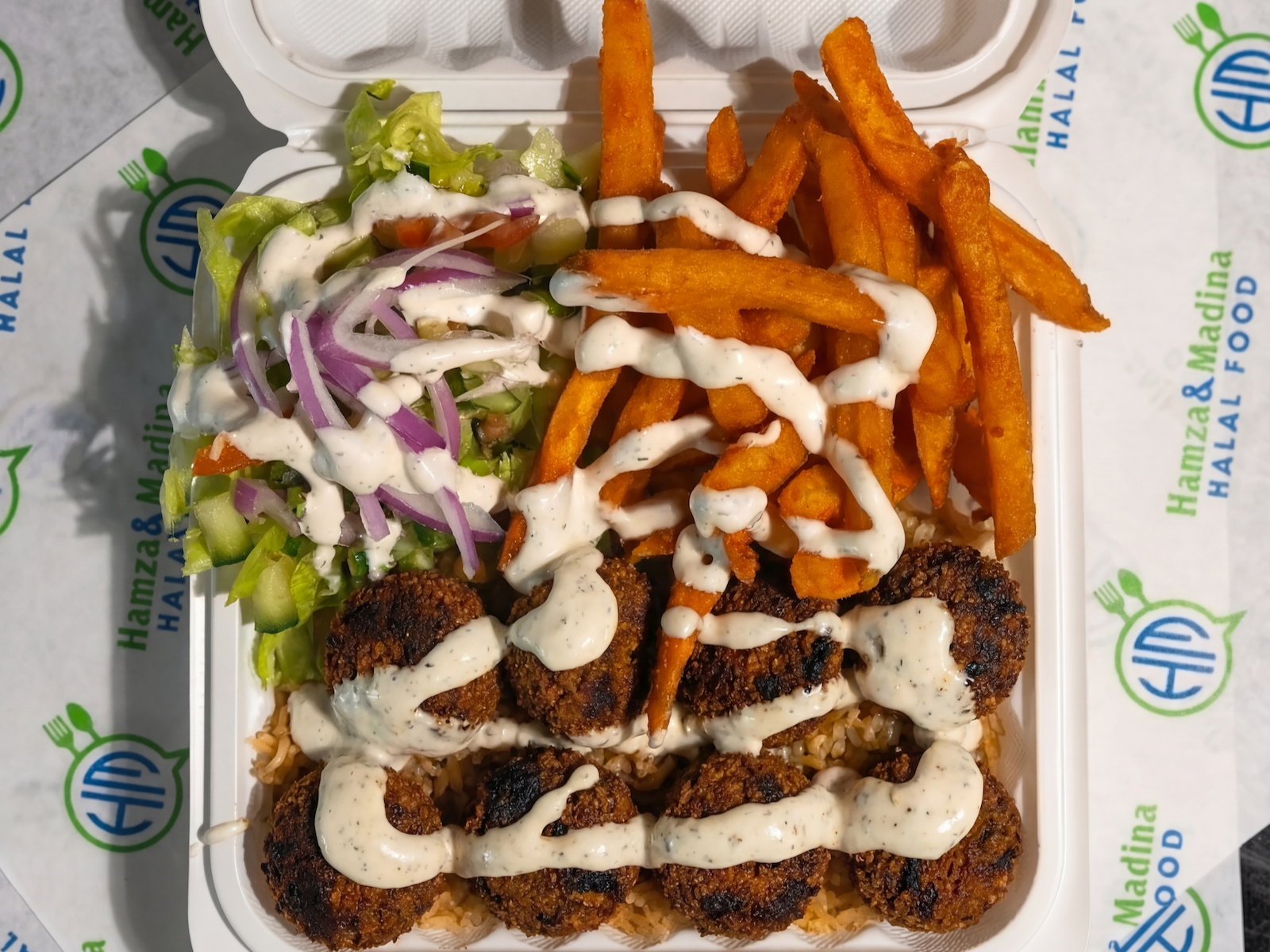 Falafel Over Rice.