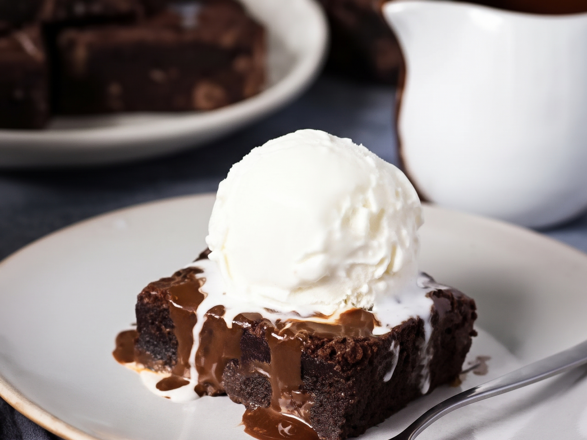 Hot Chocolate Fudge Brownie With Vanilla Ice Cream.