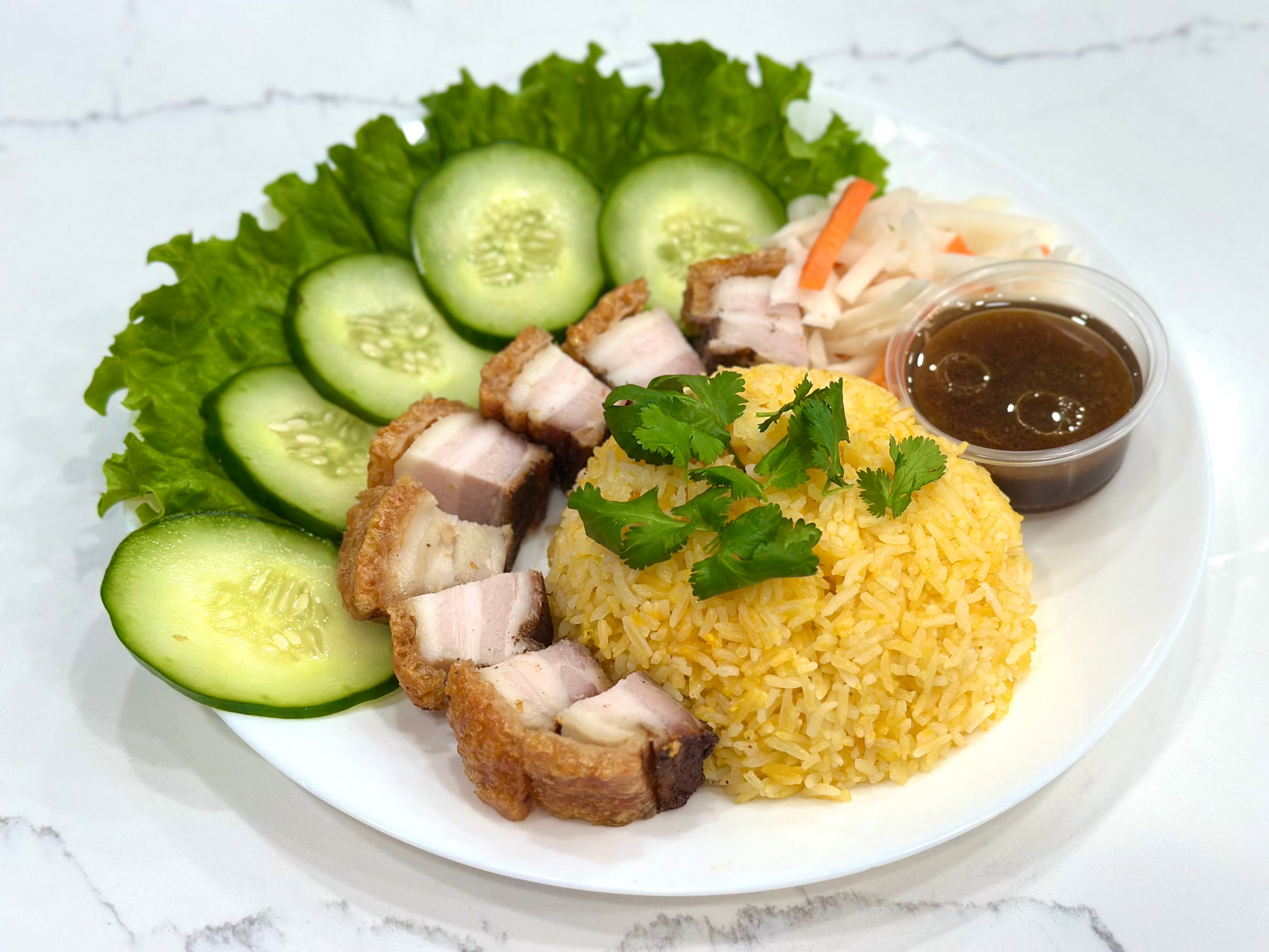 Roasted Pork Belly With Rice.