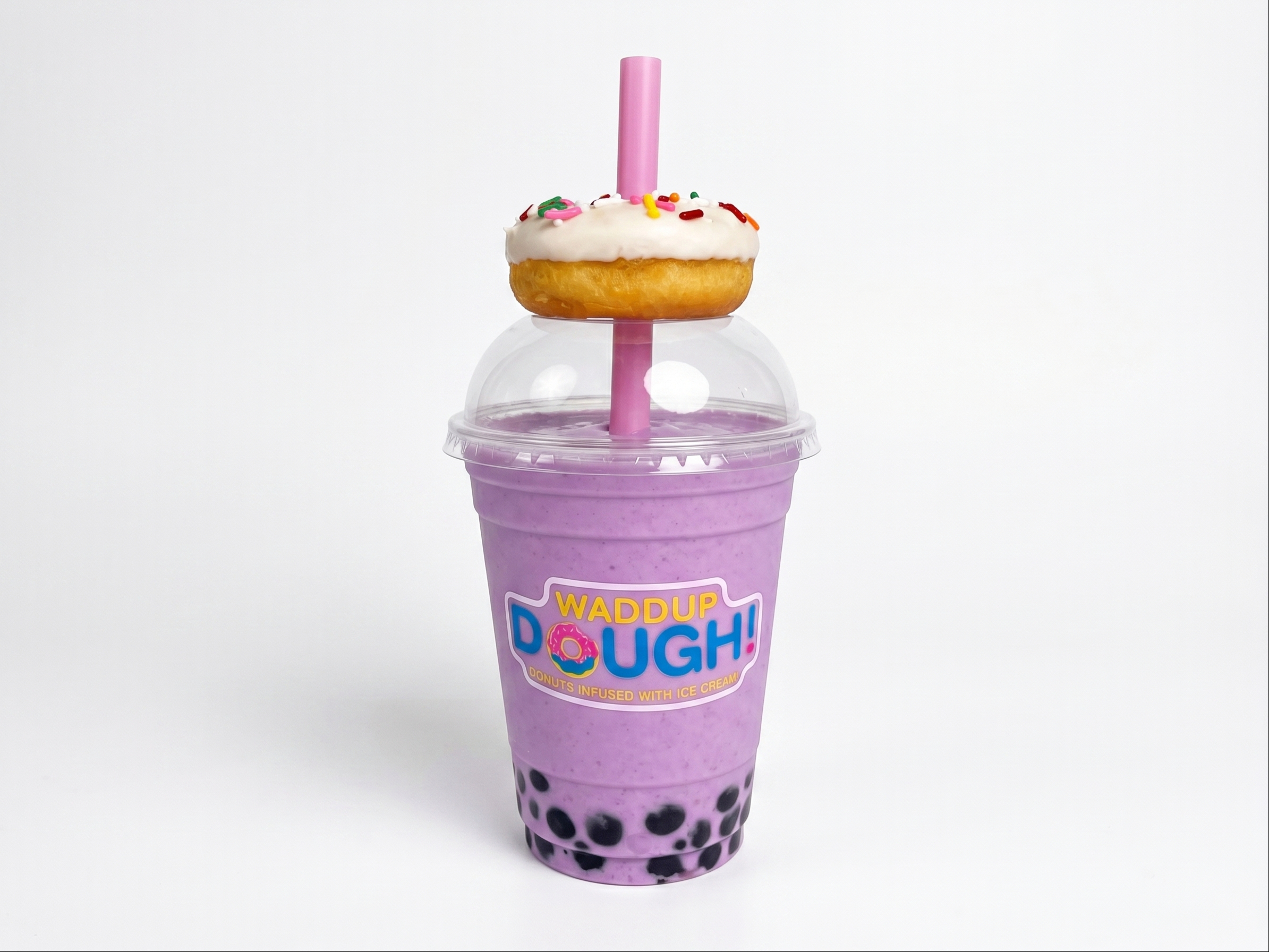 Taro Shake w/Boba + Donut