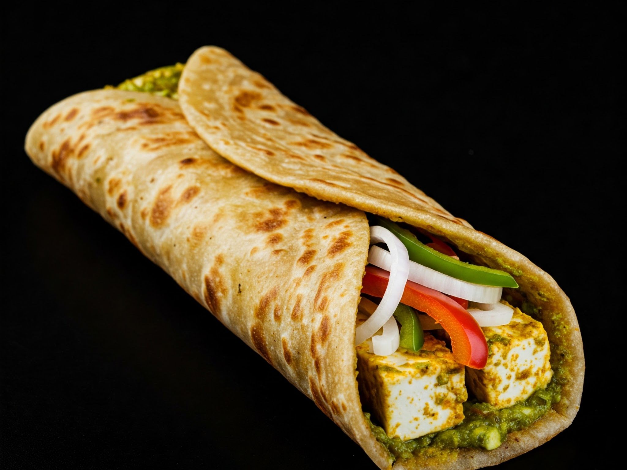 Paneer Haryali Roll.