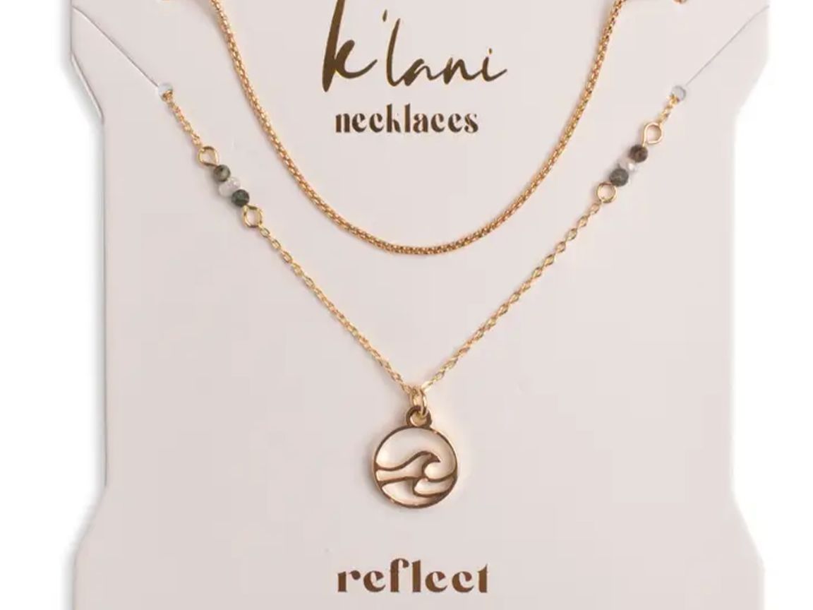 "Reflect" Golden Wave Necklace Set.