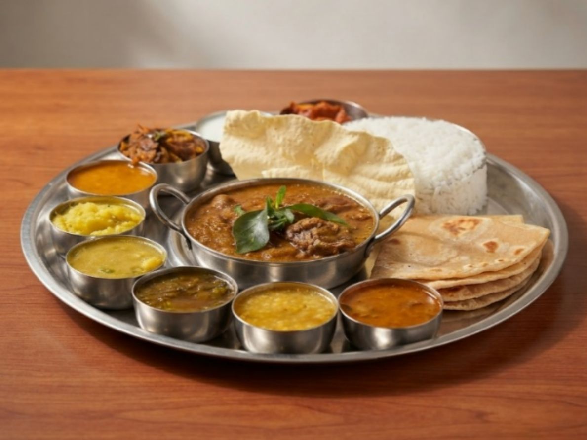 Anjappar Goat Thali.