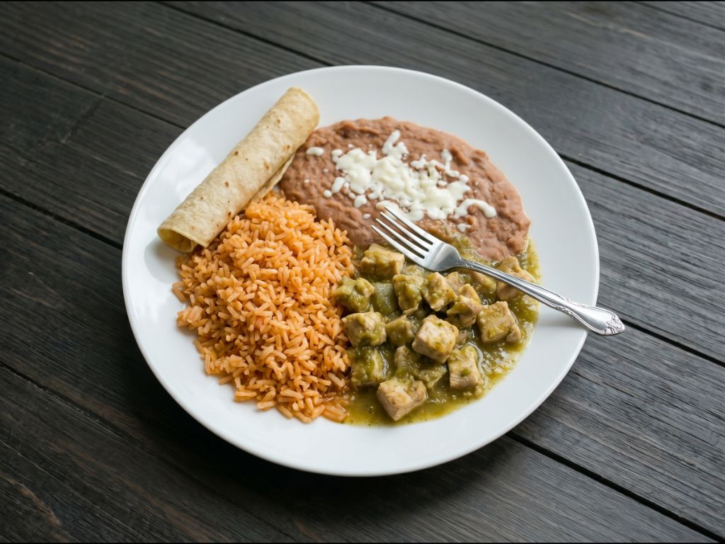 Chile Verde Lunch Plate.