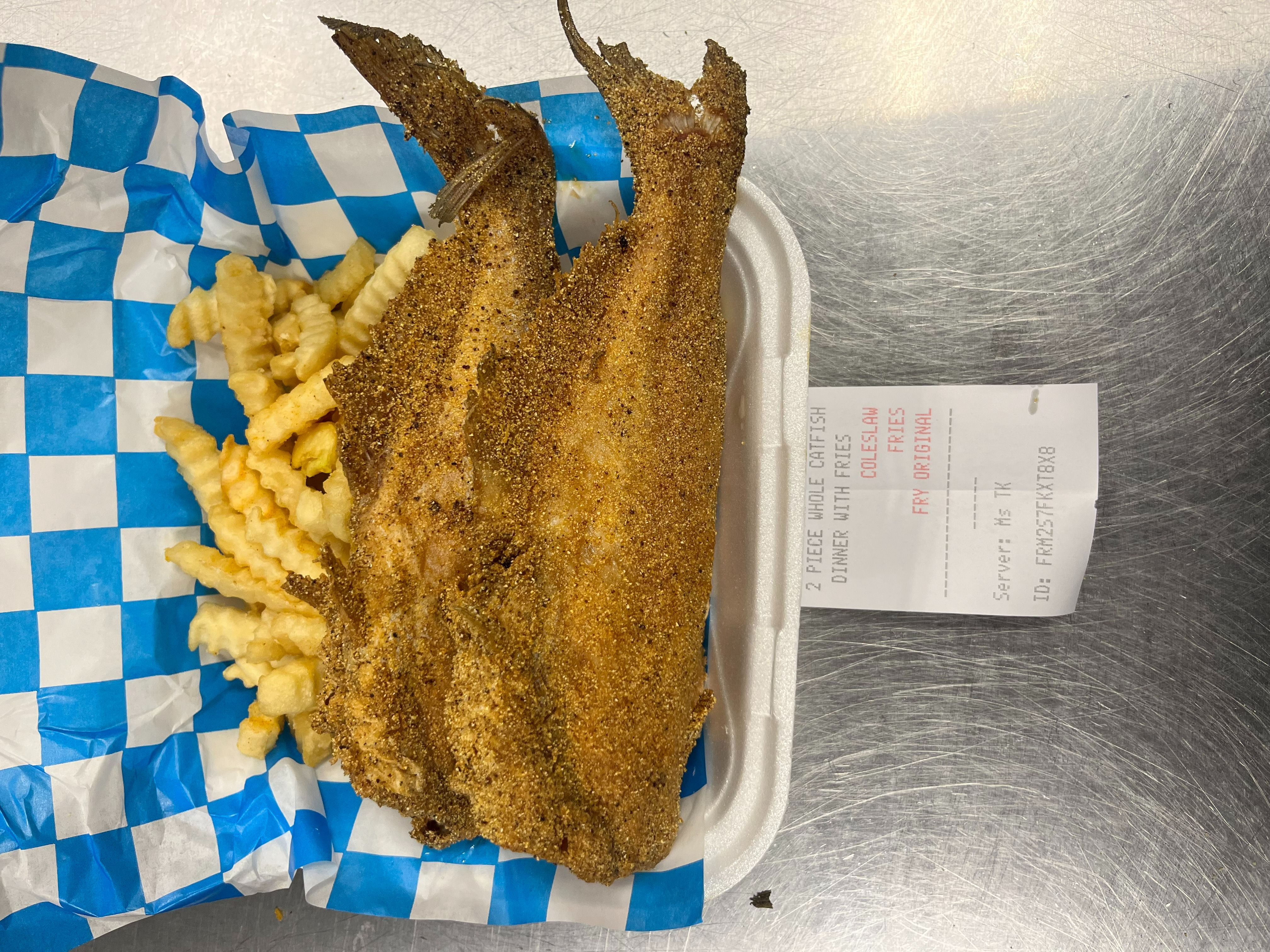 2 PIECE WHOLE CATFISH DINNER WITH FRIES